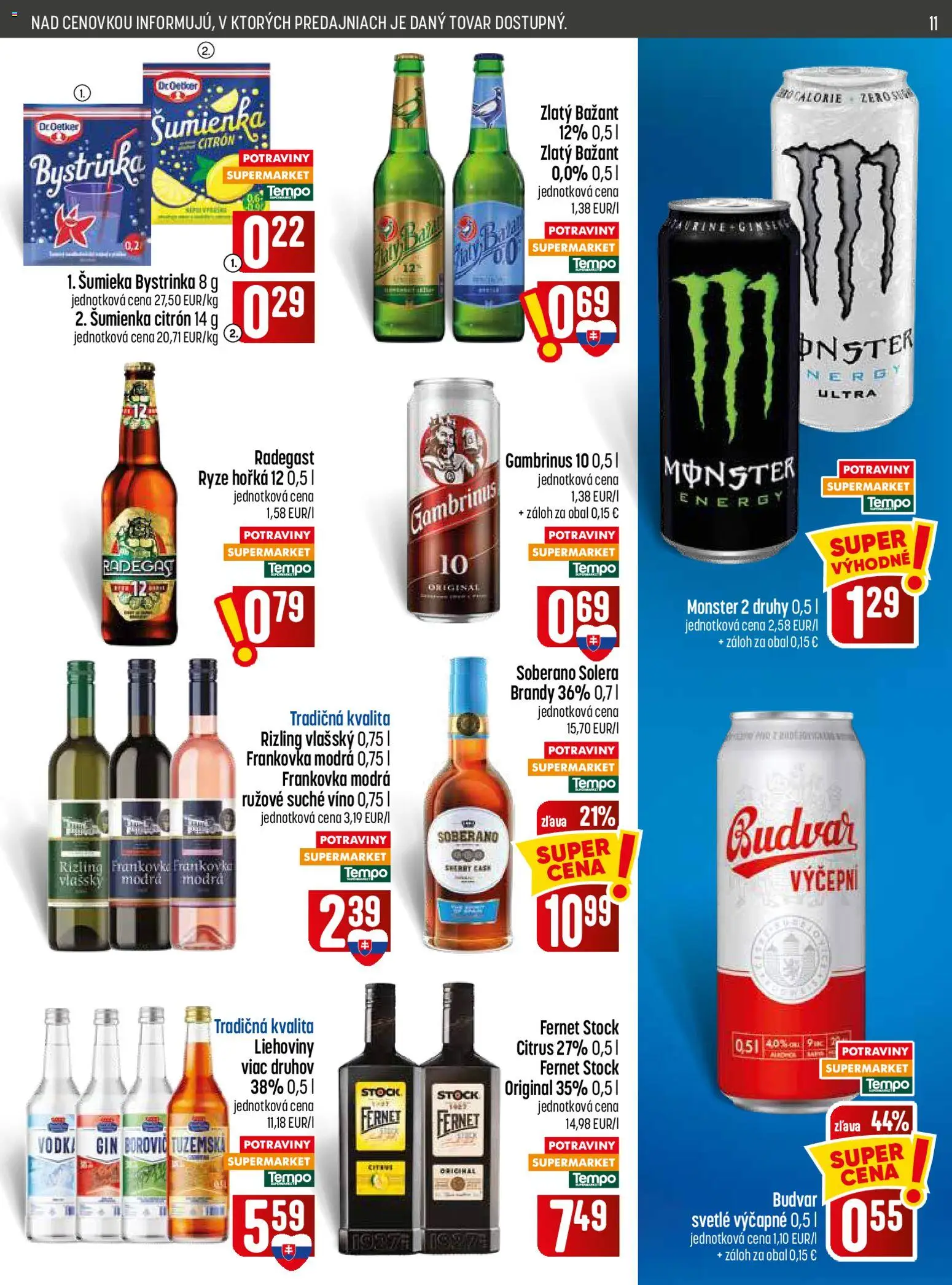 Nové COOP Jednota akcie – leták je platný od 23.07.2026 | Strana: 11 | Produkty: Víno, Soberano, Zlatý Bažant, Fernet