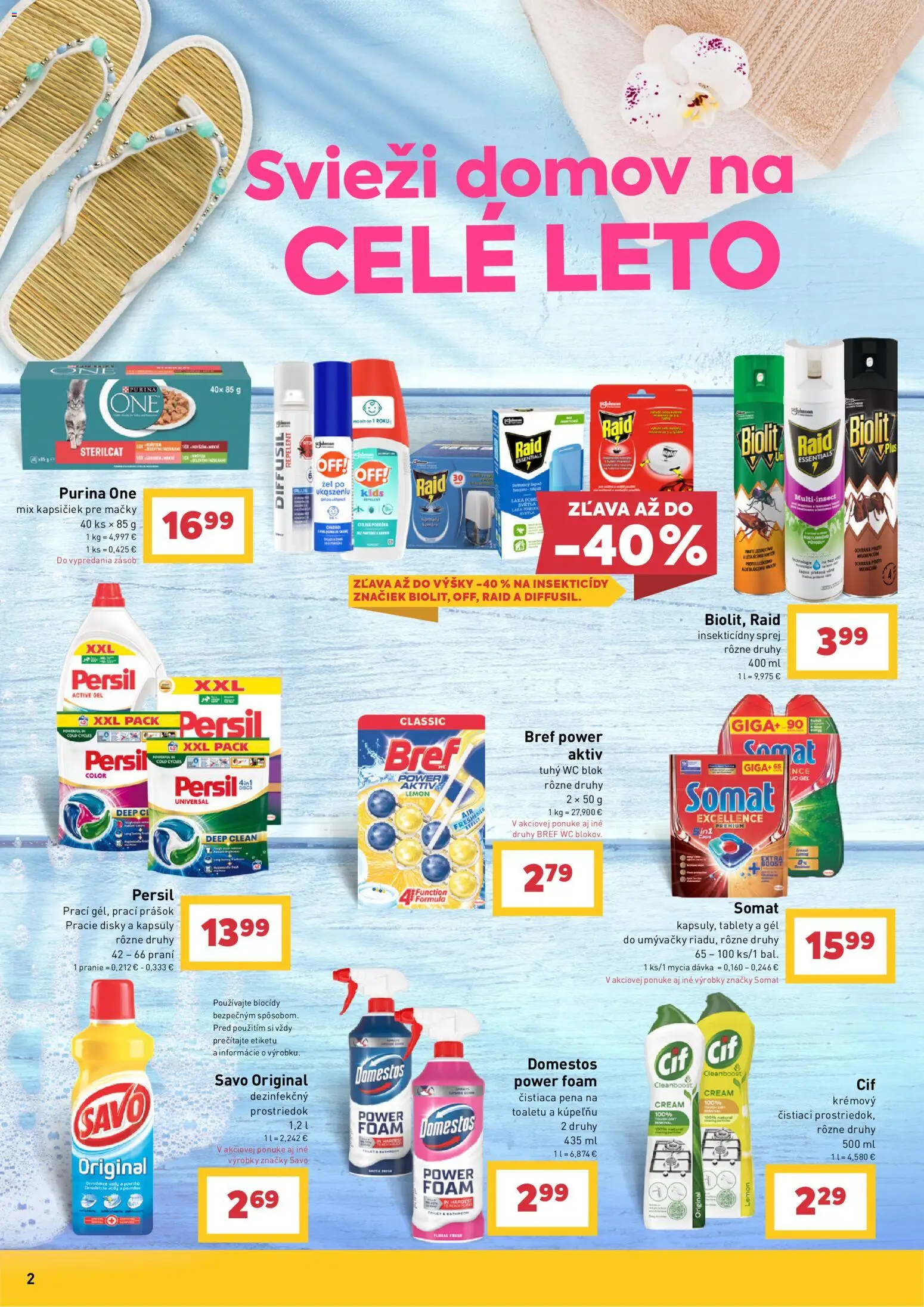 Nové Billa akcie – leták je platný od 08.07.2026 | Strana: 2 | Produkty: Wc, Prací prášok, Savo, Wc blok