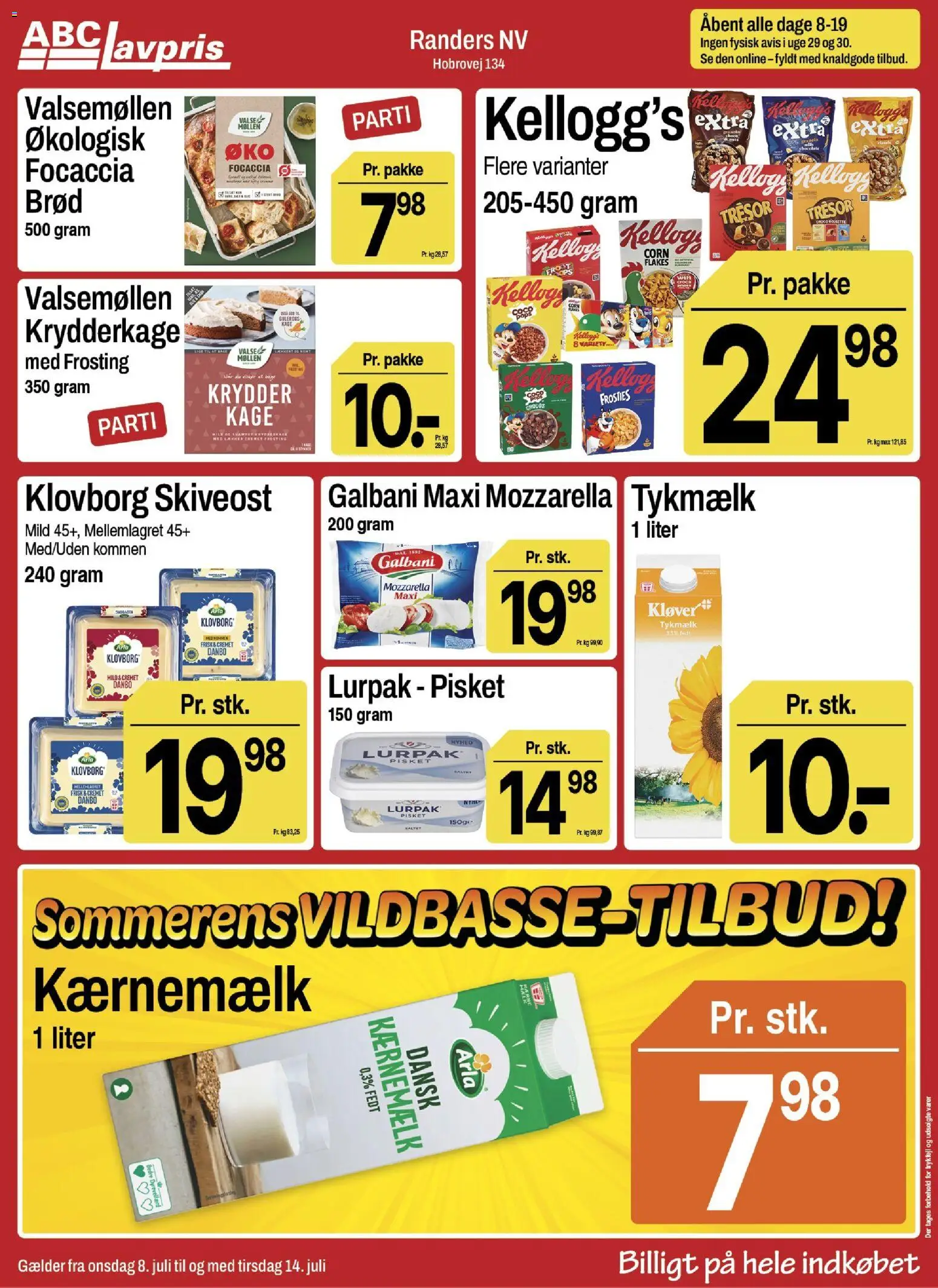 Abc Lavpris tilbudsavis – gyldig fra 08/07/2026 | Side: 3 | Produkter: Brød, Kærnemælk, Mozzarella, Focaccia