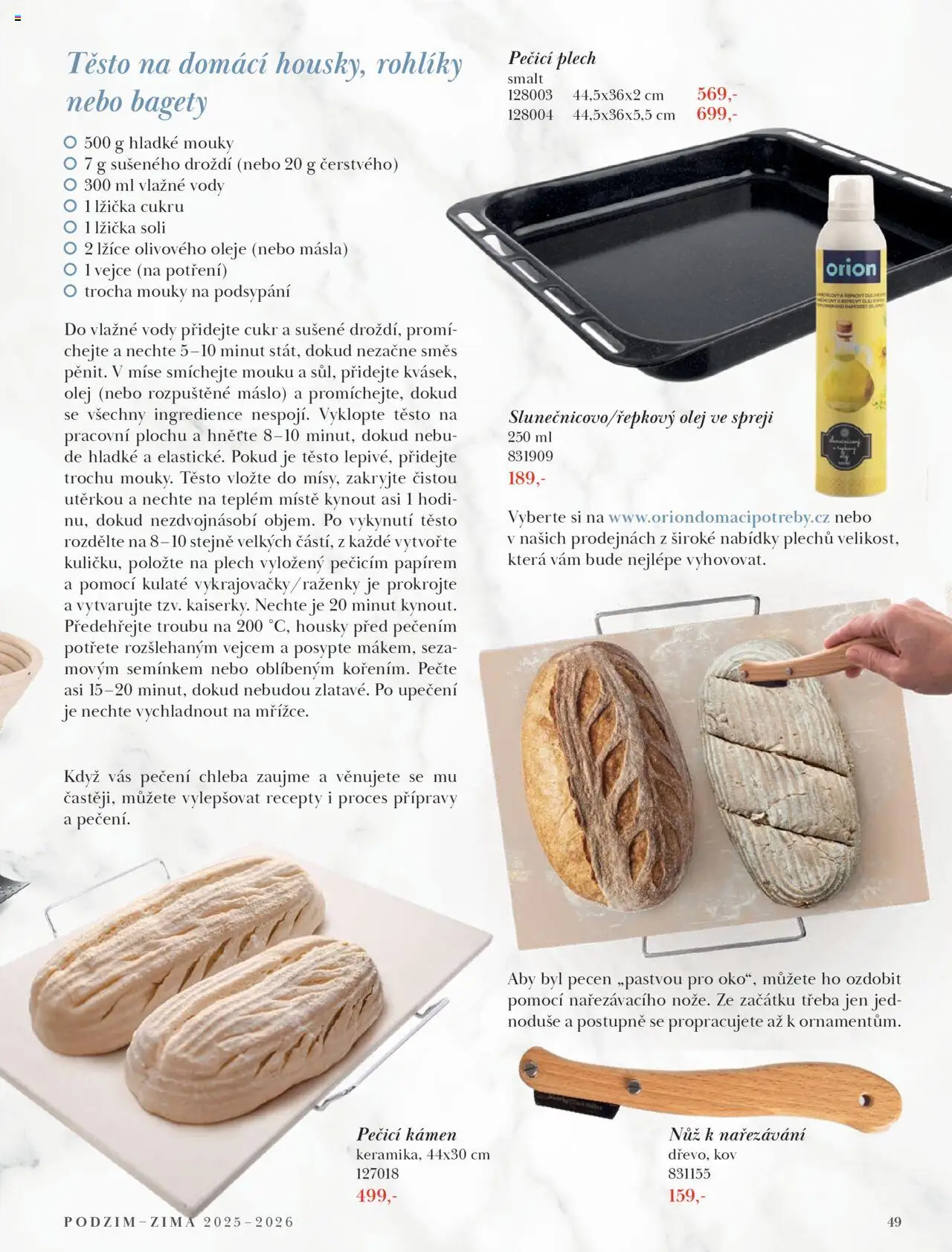 Orion katalog - Podzim/zima od 23.09.2025 | Strana: 49 | Produkty: Oleje, Chleba, Plech, Nůž