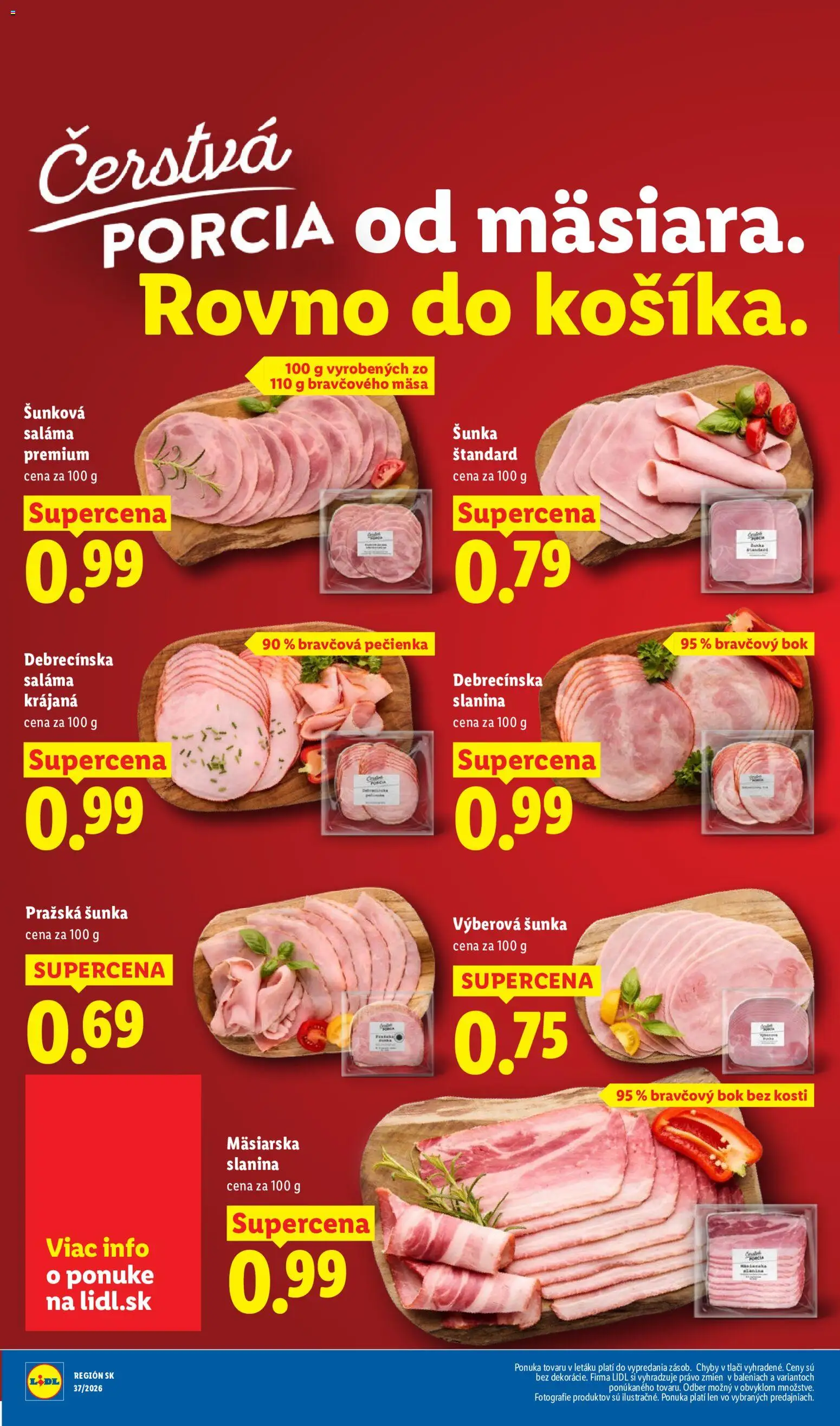Nové Lidl akcie – leták je platný od 21.09.2026 | Strana: 38 | Produkty: Saláma, Šunka, Slanina, Bravčová pečienka
