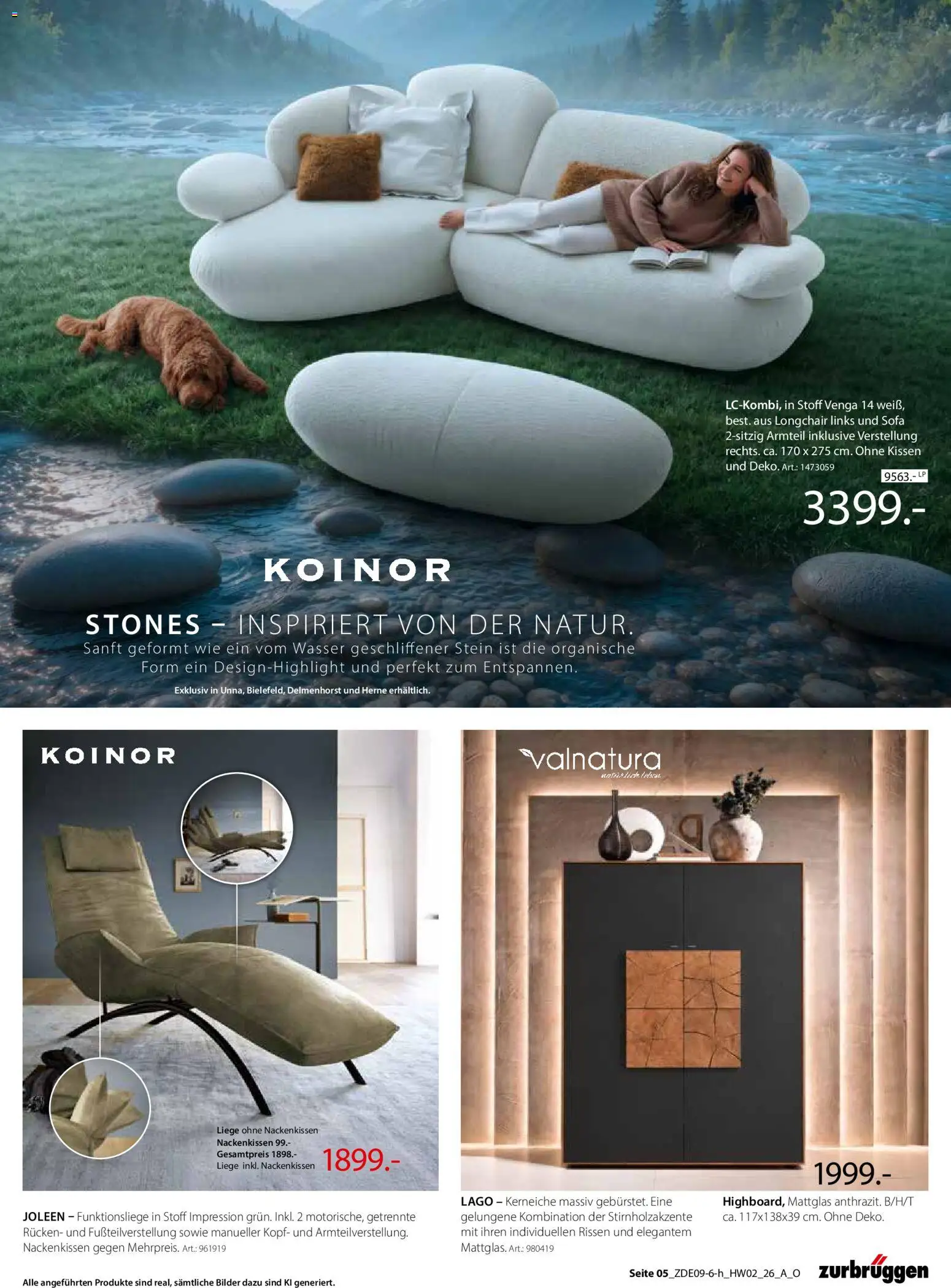Zurbrüggen Prospekt – gültig ab 30.09.2026 | Seite: 9 | Produkte: Kissen, Sofa, Liege, Wasser