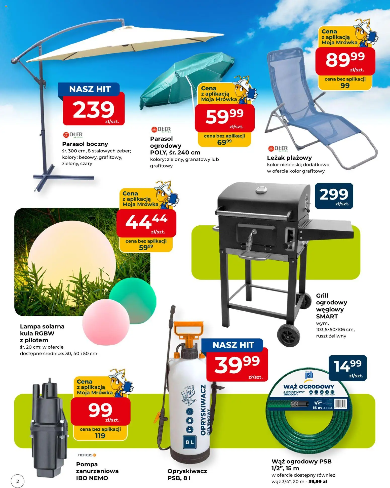 Mrówka gazetka - Rypin od 14.05.2026 | Strona: 2 | Produkty: Wąż ogrodowy, Lampa solarna, Grill, Lampa
