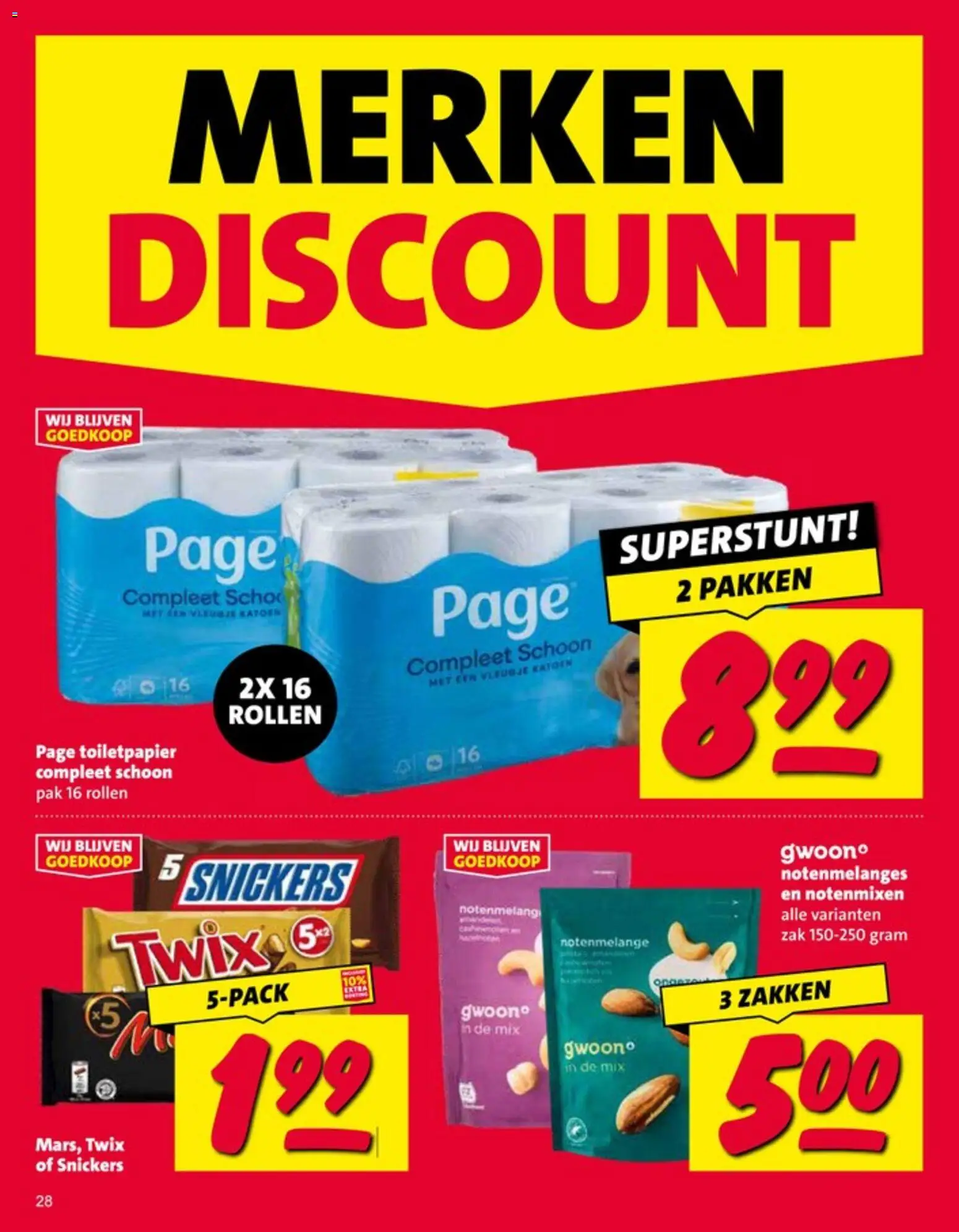 {H1} | Pagina: 28 | Producten: Zak, Twix, Snickers, Toiletpapier