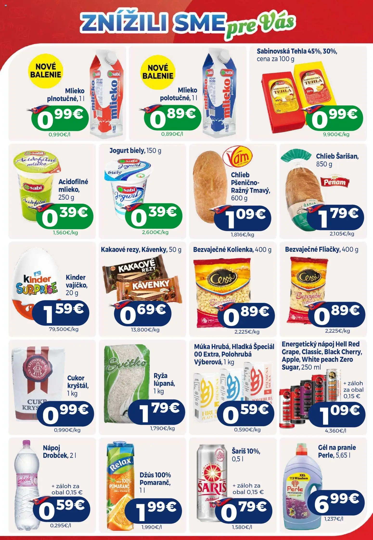 Nové Milk Agro akcie – leták je platný od 16.09.2026 | Strana: 5 | Produkty: Mlieko, Džús, Gél na pranie, Energetický nápoj