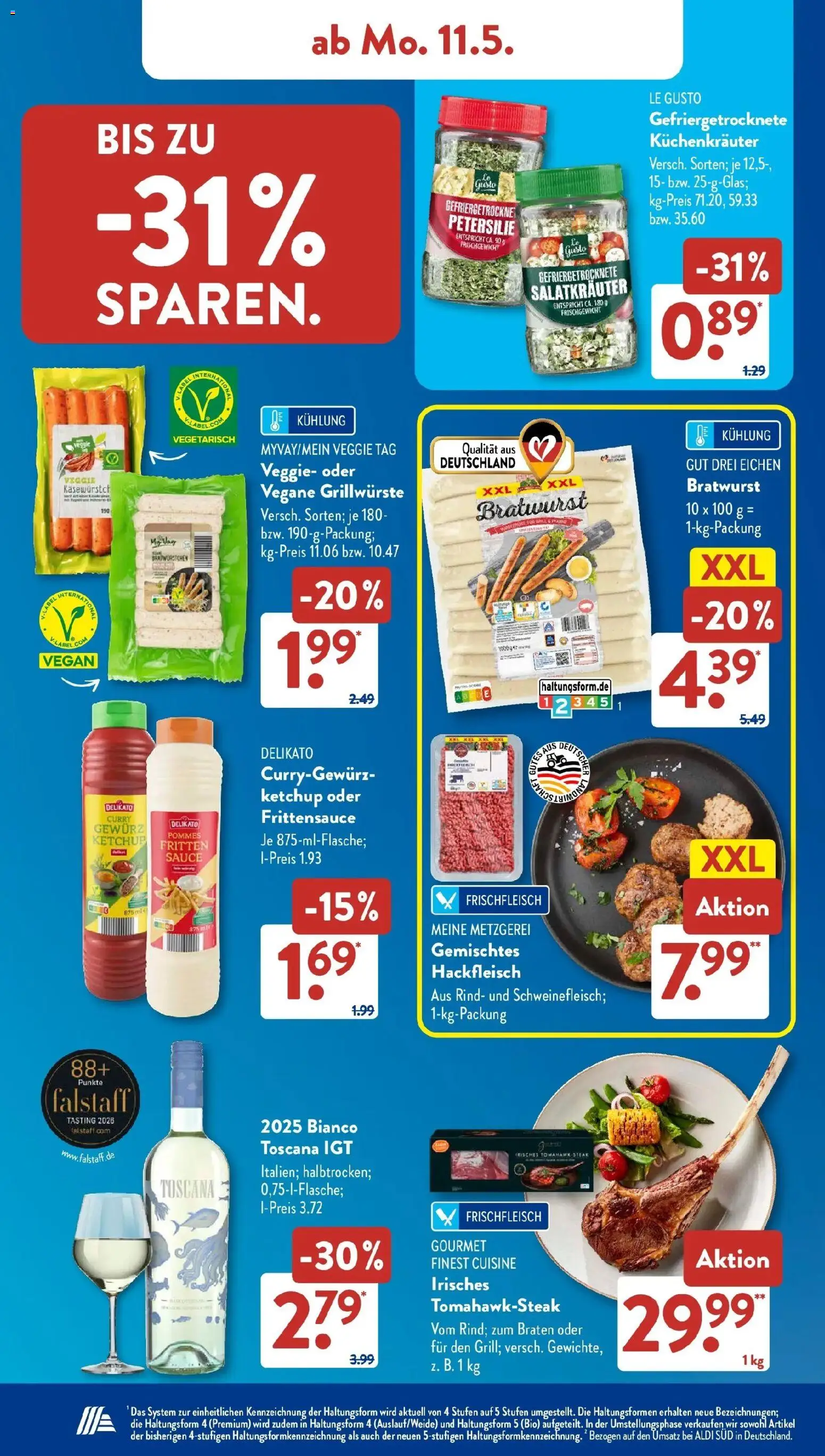 Aldi Süd Wochenangebote – gültig ab 11.05.2026 | Seite: 7 | Produkte: Bratwurst, Steak, Ketchup, Hackfleisch