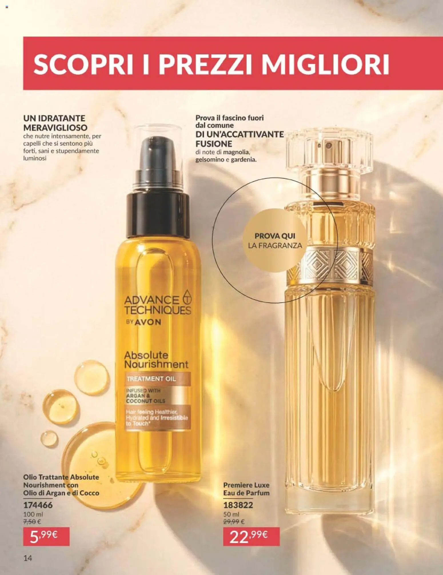 Volantino Avon del 01.06.2026 | Pagina: 14 | Prodotti: Olio, Cocco, Fragranza