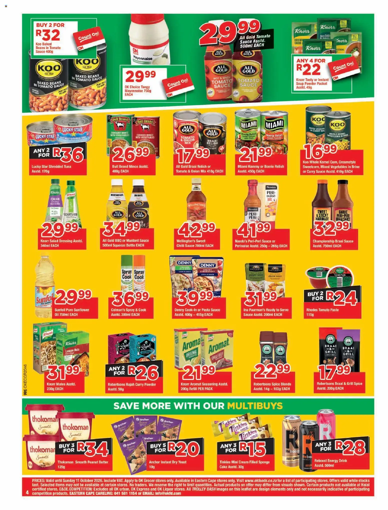 New OK Foods catalogue – valid from 23/09/2026 | Page: 4 | Products: Tuna, Salad dressing, Cream, Braai relish