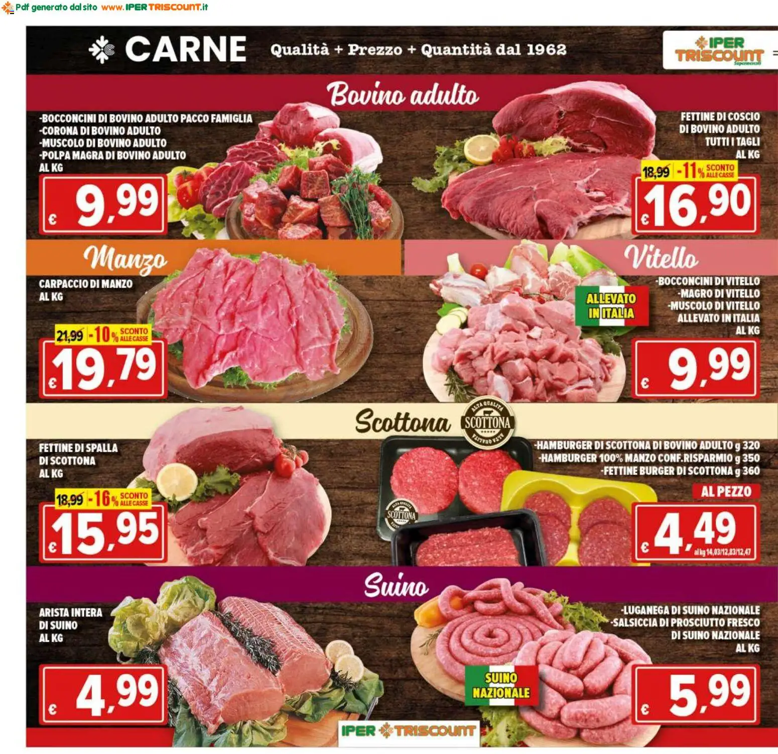 Volantino Ipertriscount del 21/08/2026 | Pagina: 10 | Prodotti: Bovino, Manzo, Salsiccia, Vitello