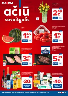 MAXIMA leidinys galioja nuo 28.04.2026 | Puslapis: 56 | Prekių: Kiaulienos, Viščiukų, Pomidorai