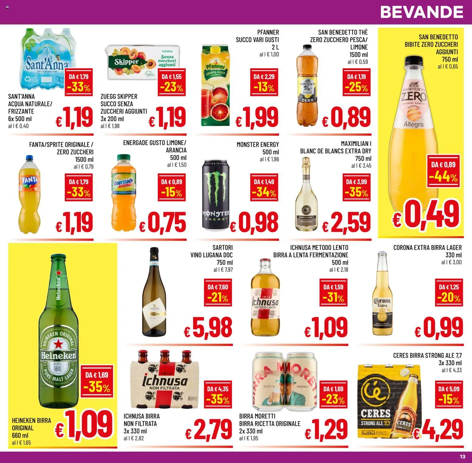 Volantino A&O del 19/08/2026 | Pagina: 13 | Prodotti: Succo, Bibite, Fanta, Arancia