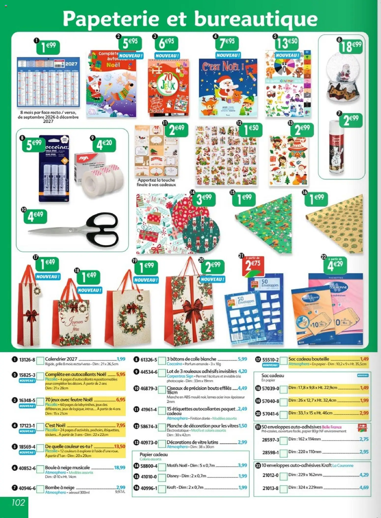 {H1} | Page: 102 | Produits: Boule à neige, Papier cadeau, Bouteille, Jeux