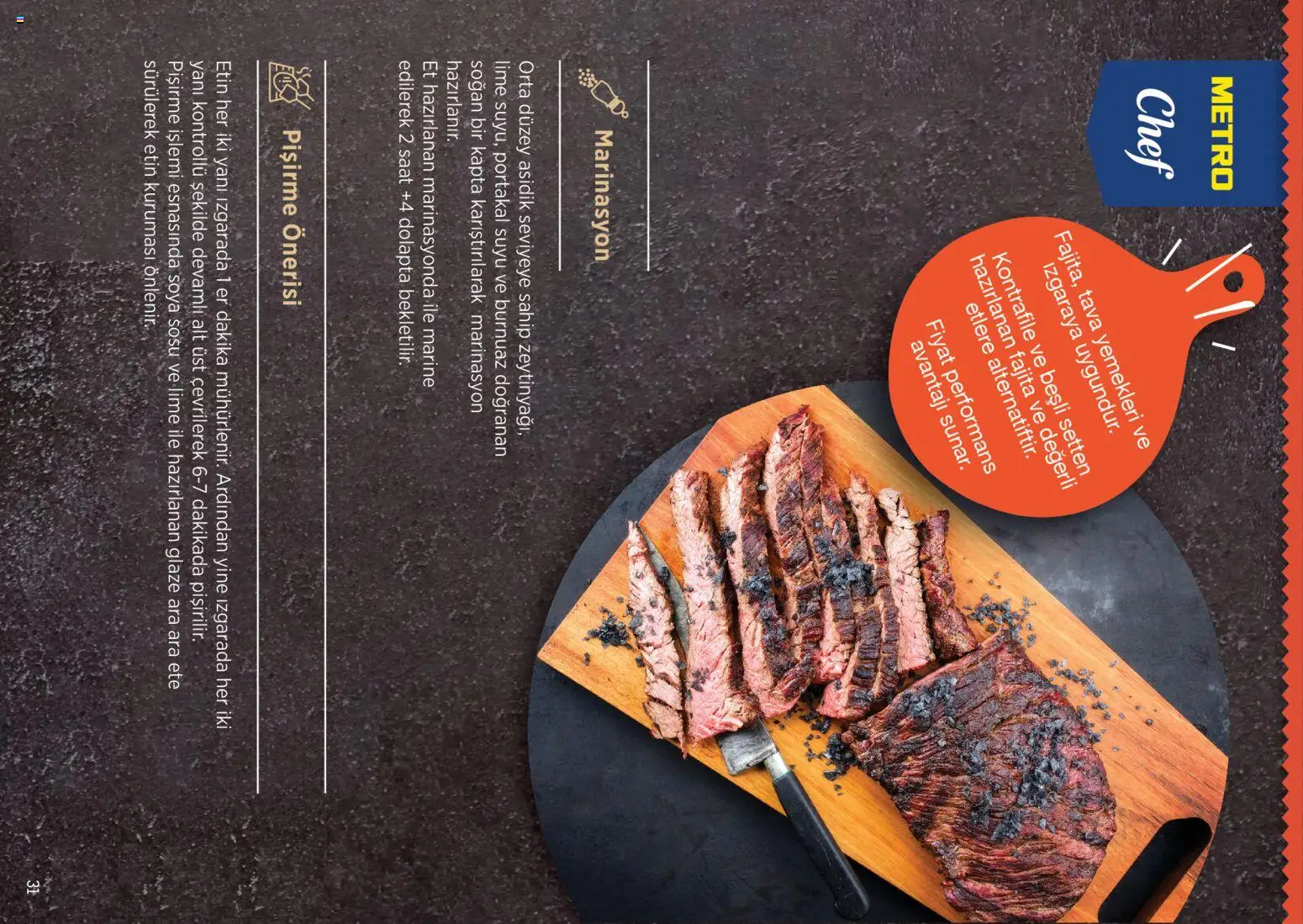 Metro Chef Steak Serisi - 14 Ekim 2026 tarihinden itibaren geçerlidir | Sayfa: 31 | Ürünler: Portakal, Et, Soya sosu, Soğan