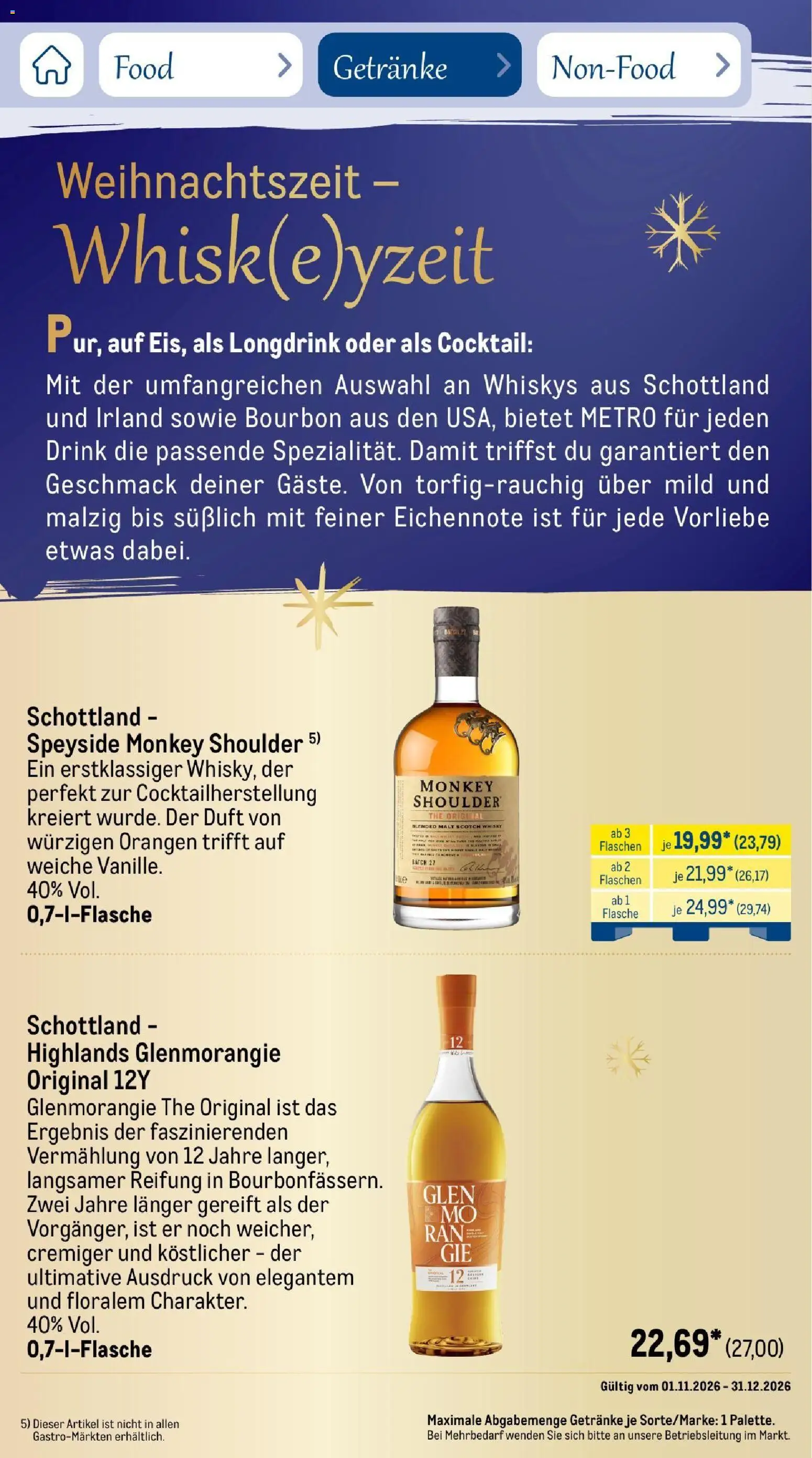 Metro Saisonkatalog Festtage voller Genuss – gültig ab 01.11.2026 | Seite: 92 | Produkte: Whisky, Duft, Orangen, Bourbon