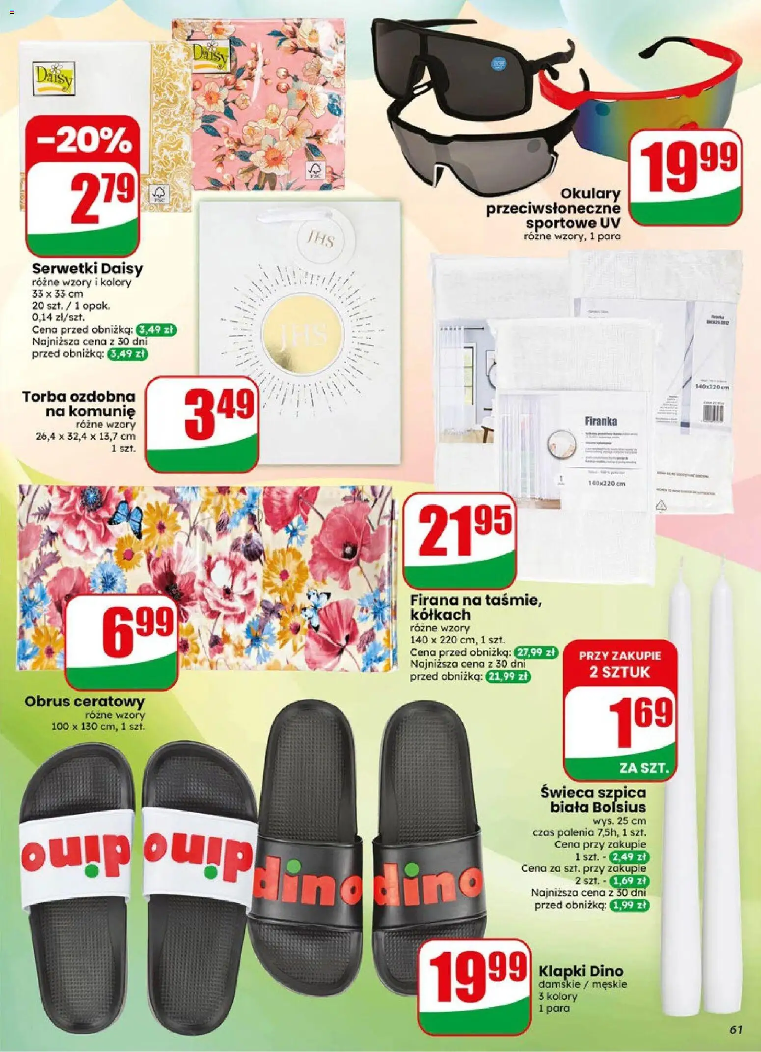 Dino gazetka od 06.05.2026 | Strona: 61 | Produkty: Klapki, Okulary, Torba, Okulary przeciwsłoneczne