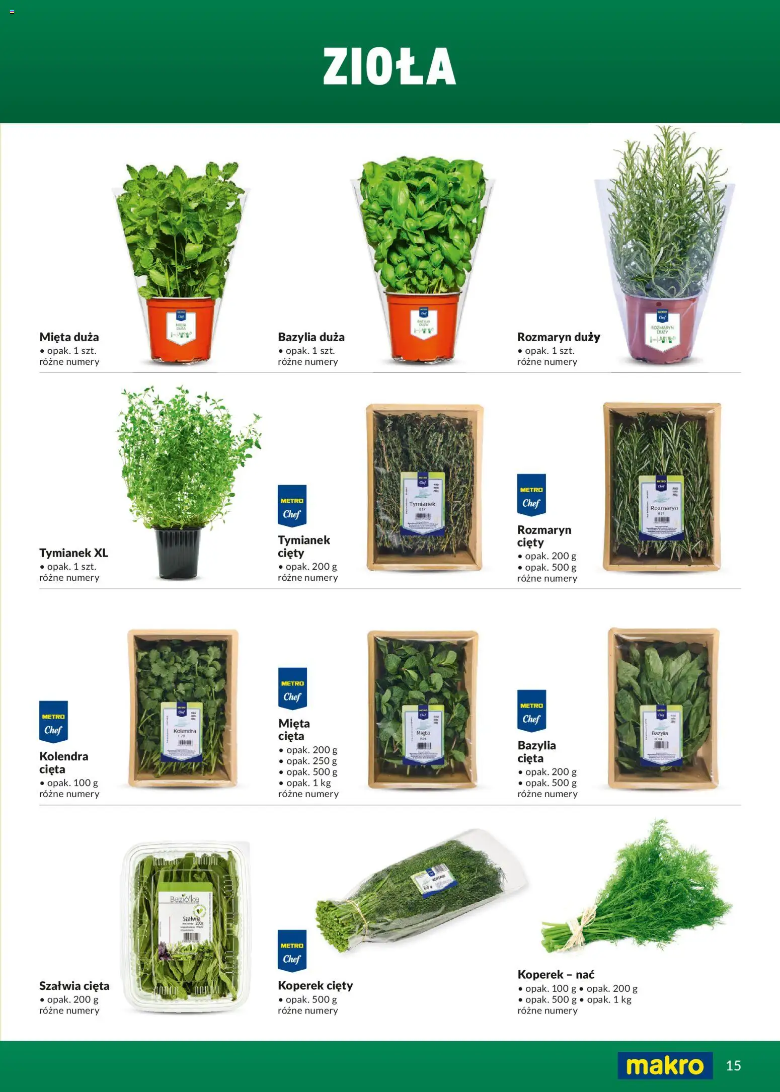 Makro Gazetka - Ultra fresh od 01.03.2026 | Strona: 15 | Produkty: Koperek, Rozmaryn, Mięta, Bazylia