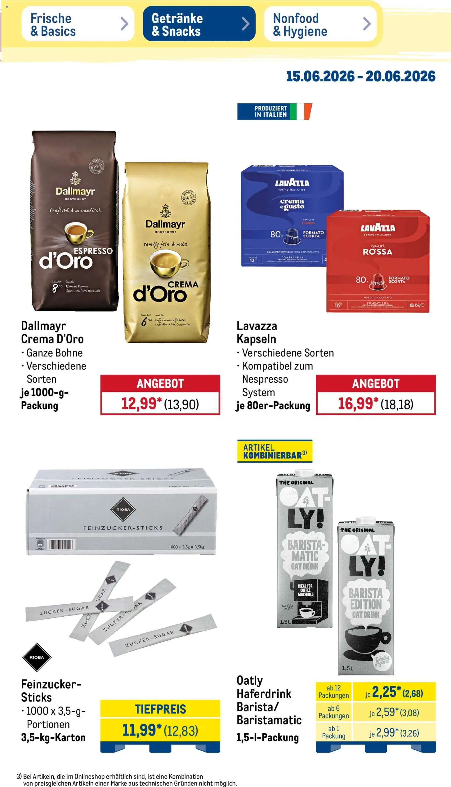 Metro Non Food & Hygiene – gültig ab 15.06.2026 | Seite: 31 | Produkte: Lavazza, Haferdrink, Dallmayr, Oatly