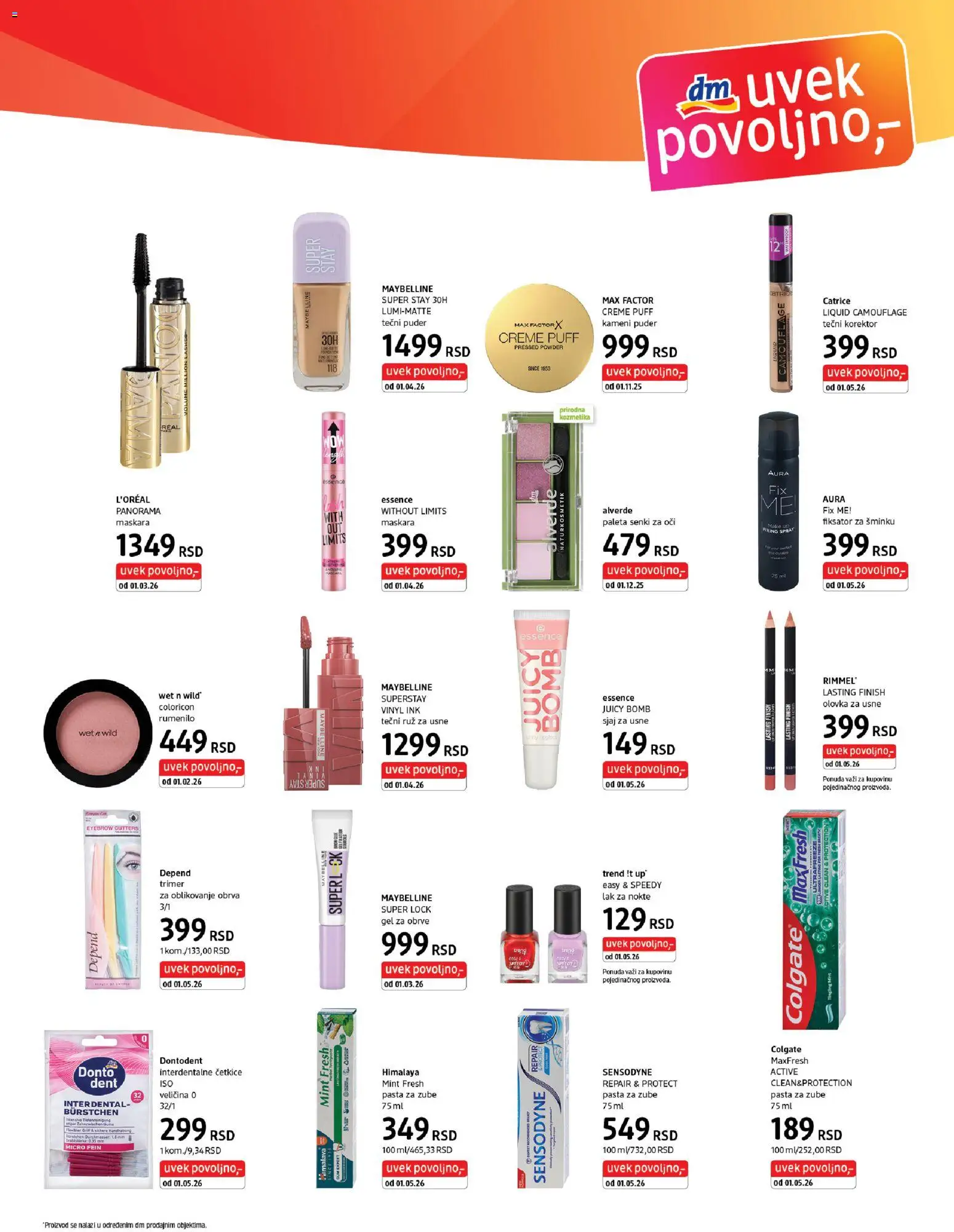 DM Drogerie katalog - važi od 16.05.2026 | Strana: 3 | Proizvode: Korektor, Rumenilo, Maskara, Pasta za zube