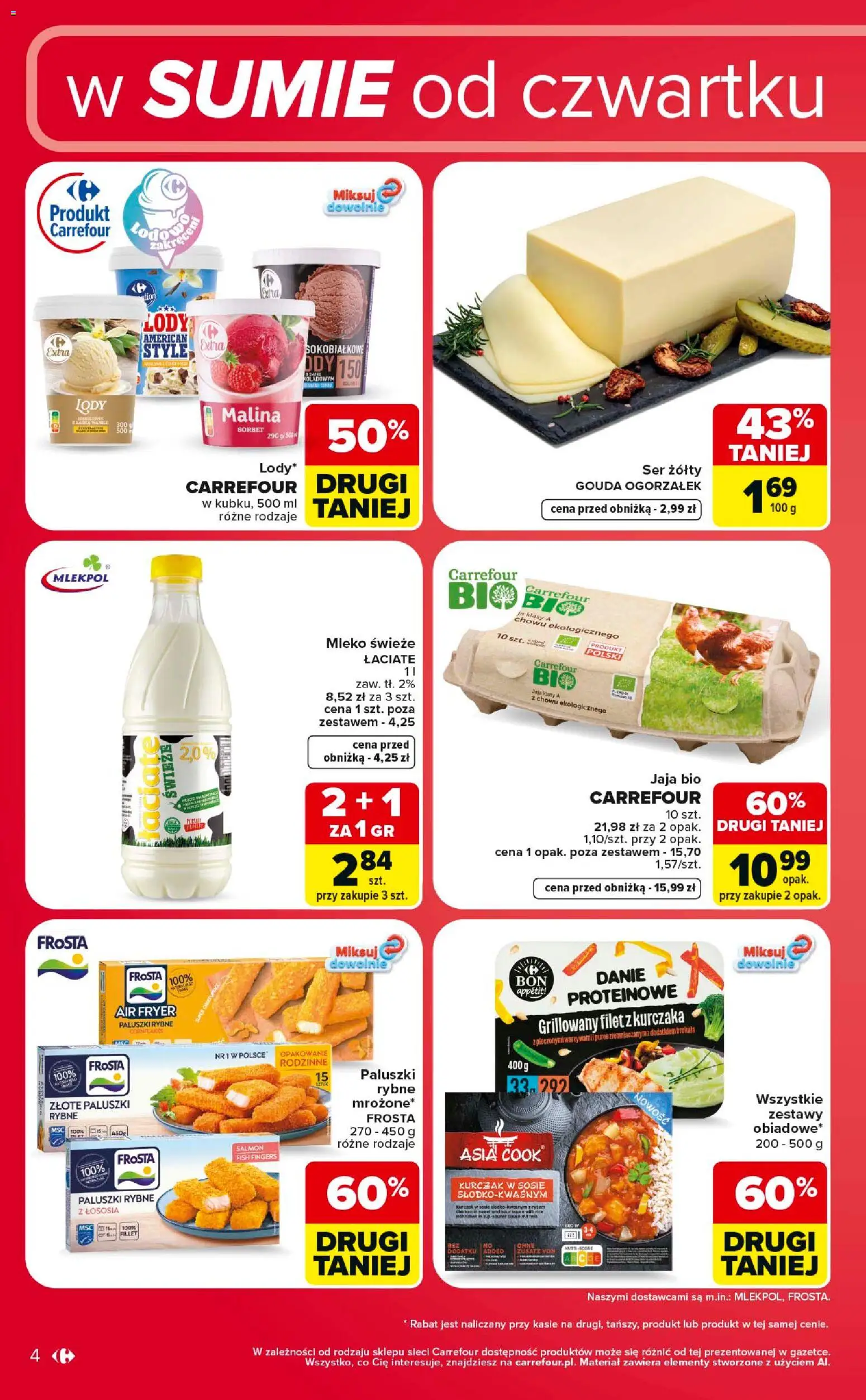 Carrefour gazetka - Weekend okazji od 11.06.2026 | Strona: 4 | Produkty: Malina, Filet z kurczaka, Sorbet, Mleko