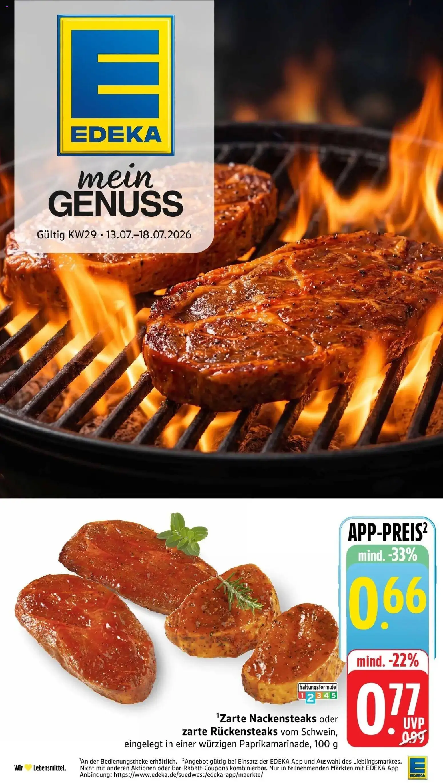 Edeka prospekt Heppenheim – gültig ab 13.07.2026 | Seite: 1 | Produkte: Nackensteaks