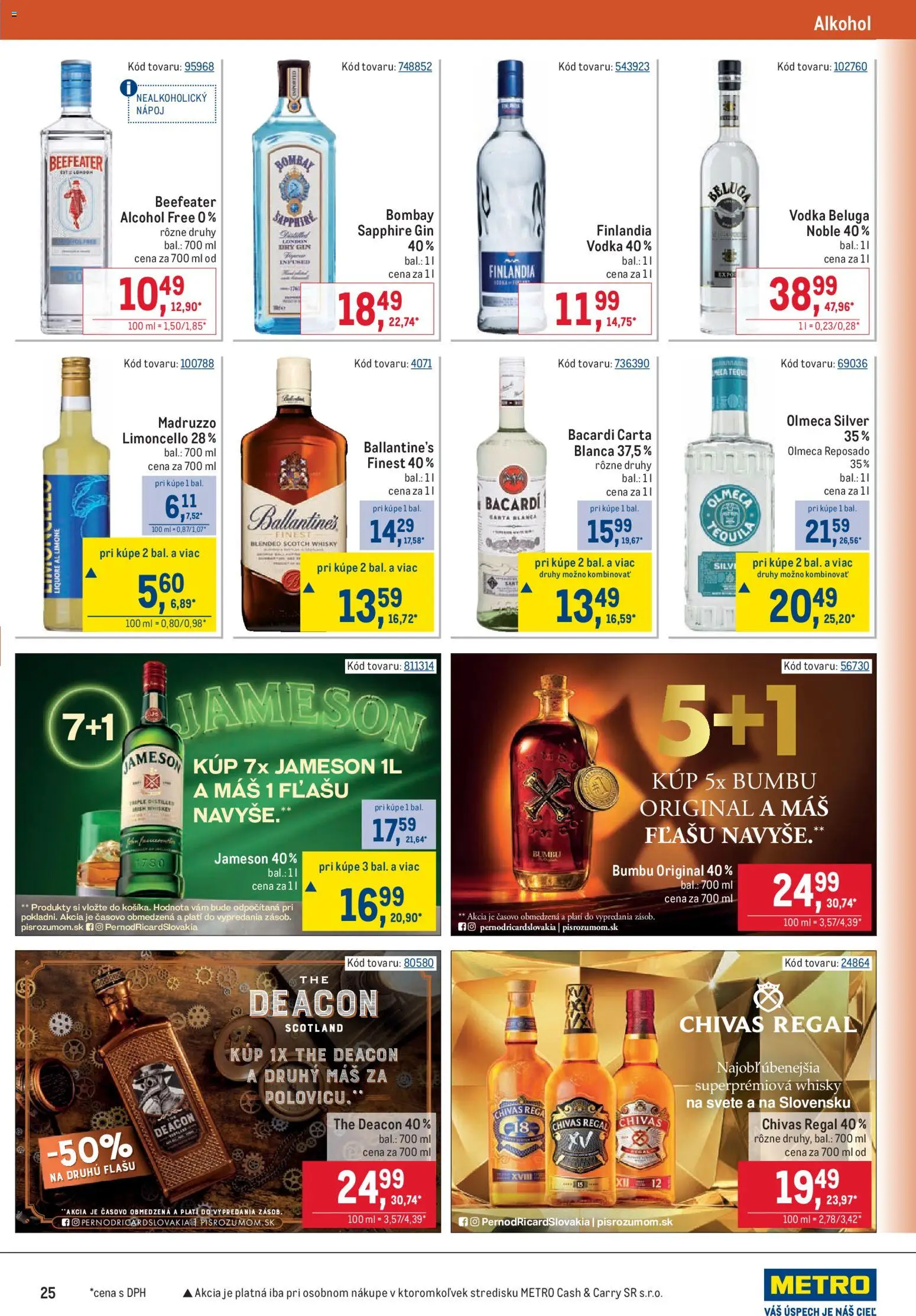 Nové Metro akcie – leták je platný od 09.09.2026 | Strana: 25 | Produkty: Regál, Whisky, Bacardi