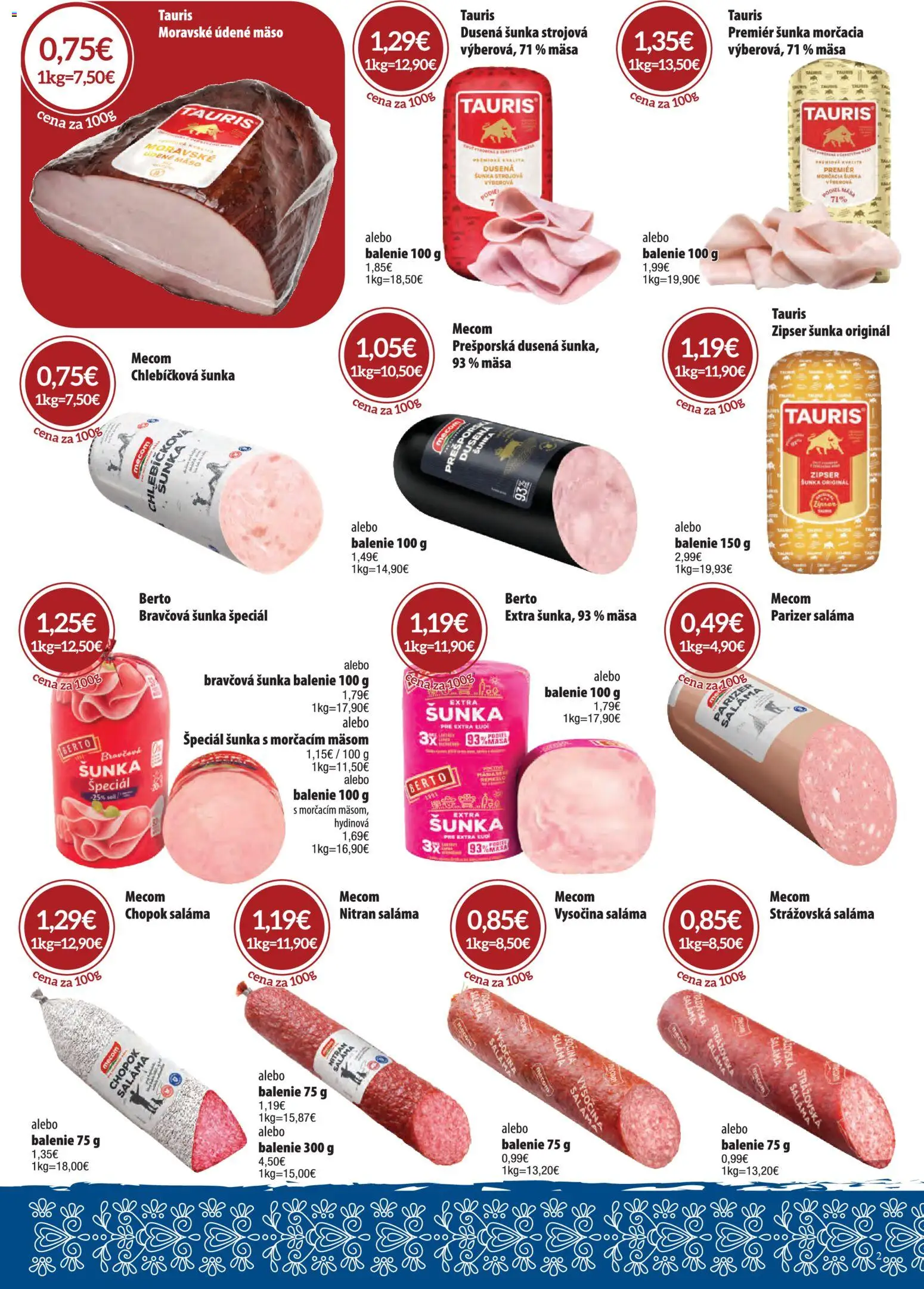 Nové Nitrazdroj akcie – leták je platný od 01.10.2026 | Strana: 2 | Produkty: Saláma, Šunka, Mäso, Údené mäso