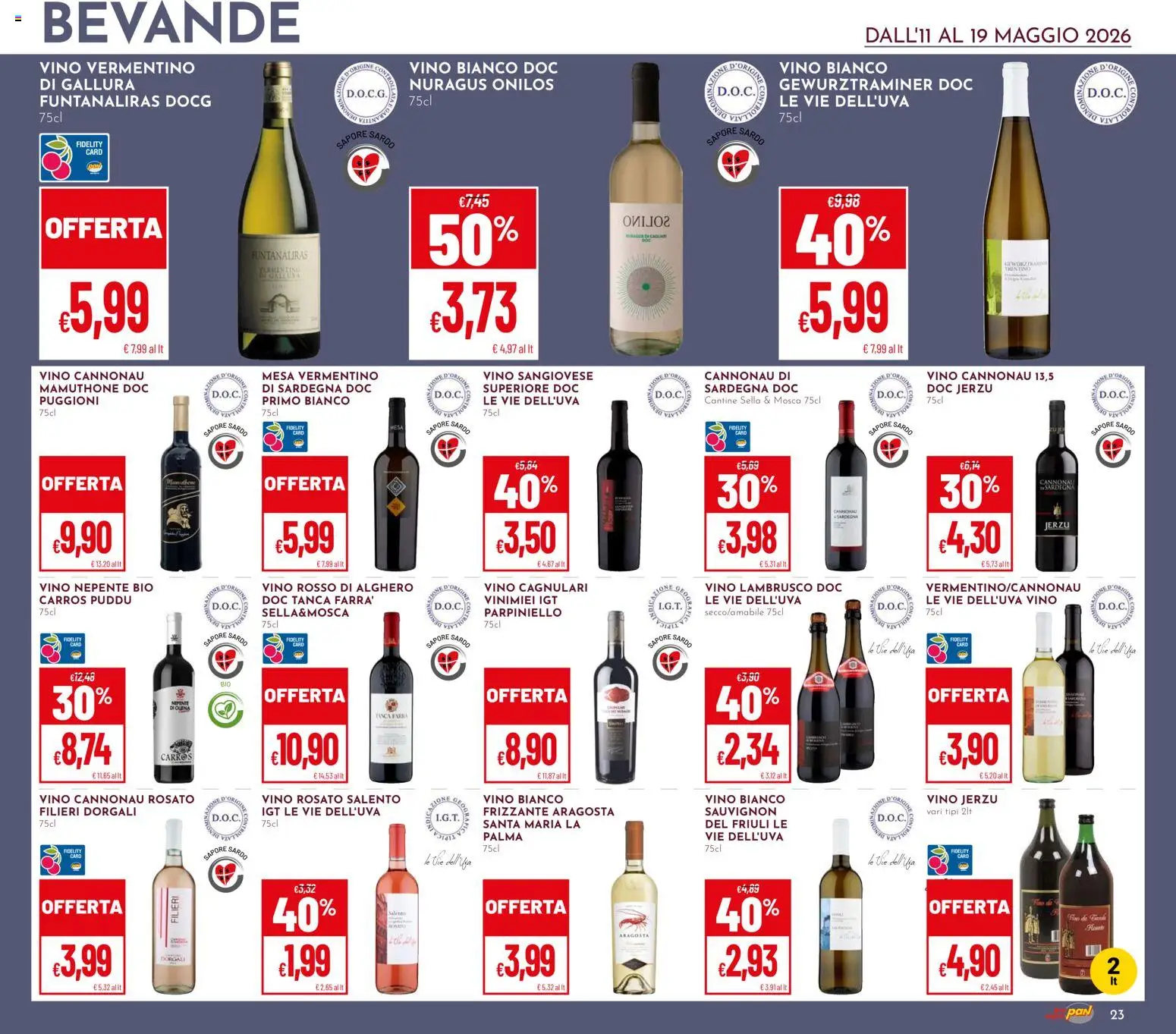 Volantino Pan del 11.05.2026 | Pagina: 23 | Prodotti: Vino, The, Vino rosso, Vino bianco