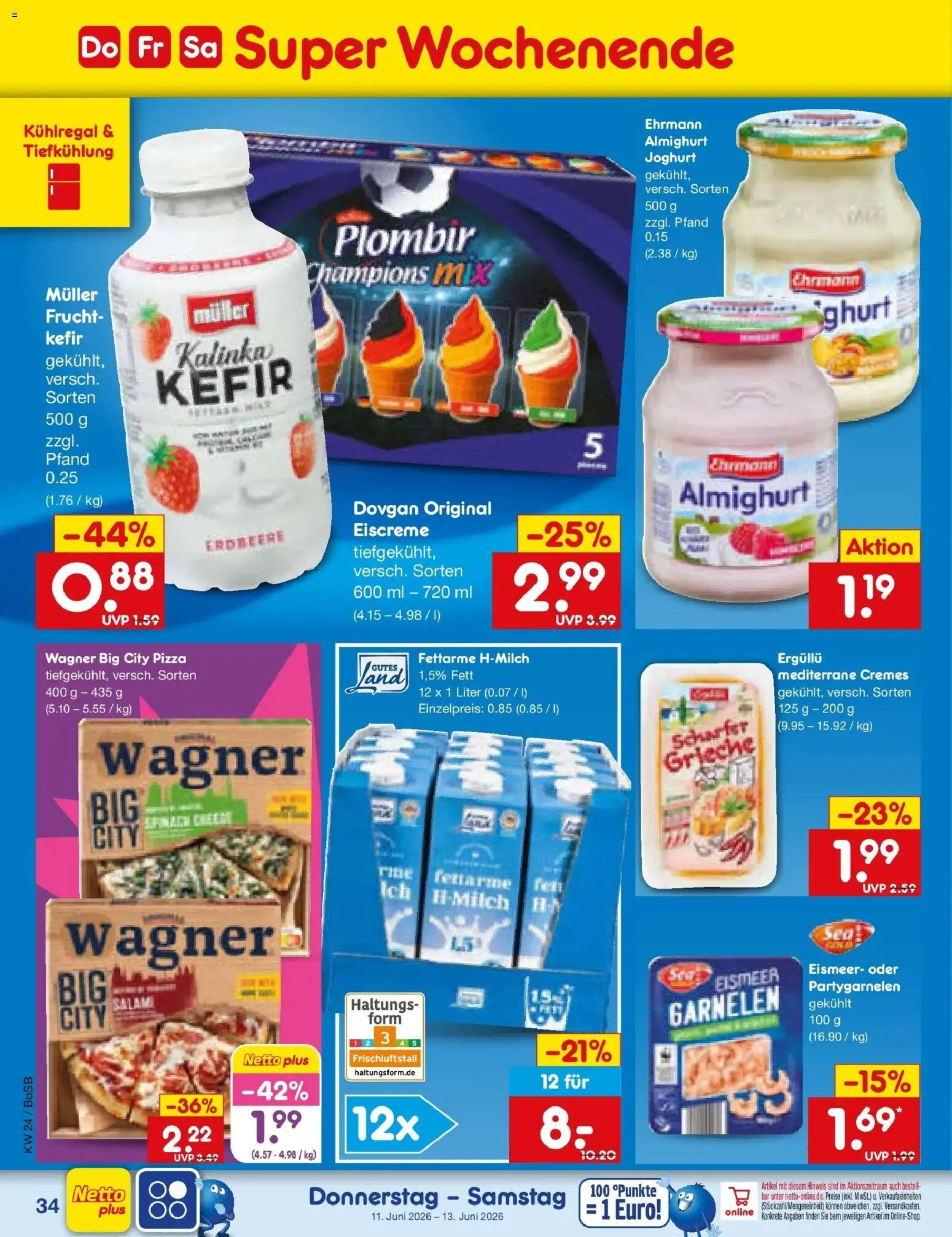 Netto Marken-Discount Prospekt Stadtlohn – gültig ab 08.06.2026 | Seite: 52 | Produkte: Kefir, Garnelen, Eiscreme, Pizza