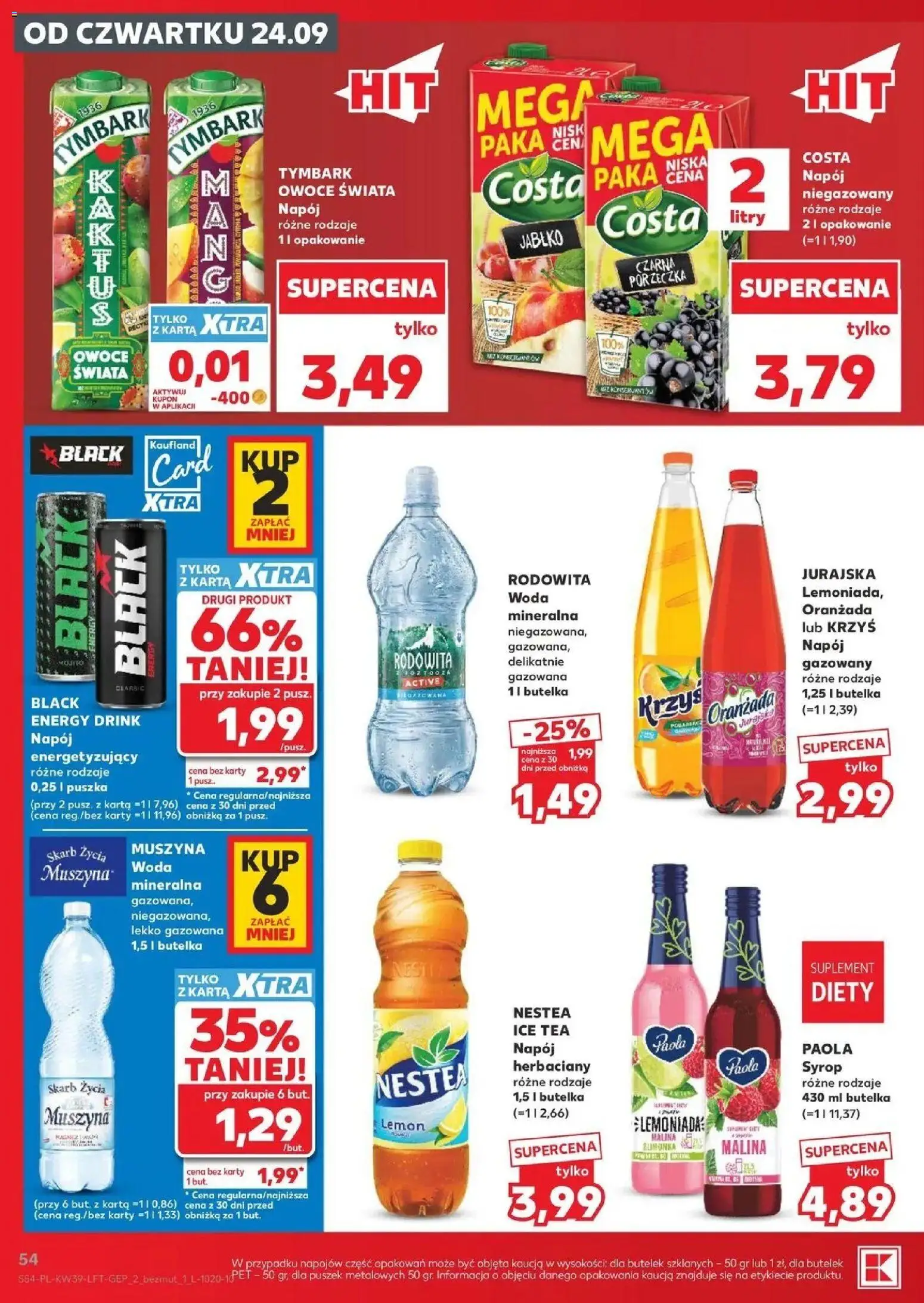 Kaufland gazetka od 24.09.2026 | Strona: 54 | Produkty: Tymbark, Caro, Woda, Owoce