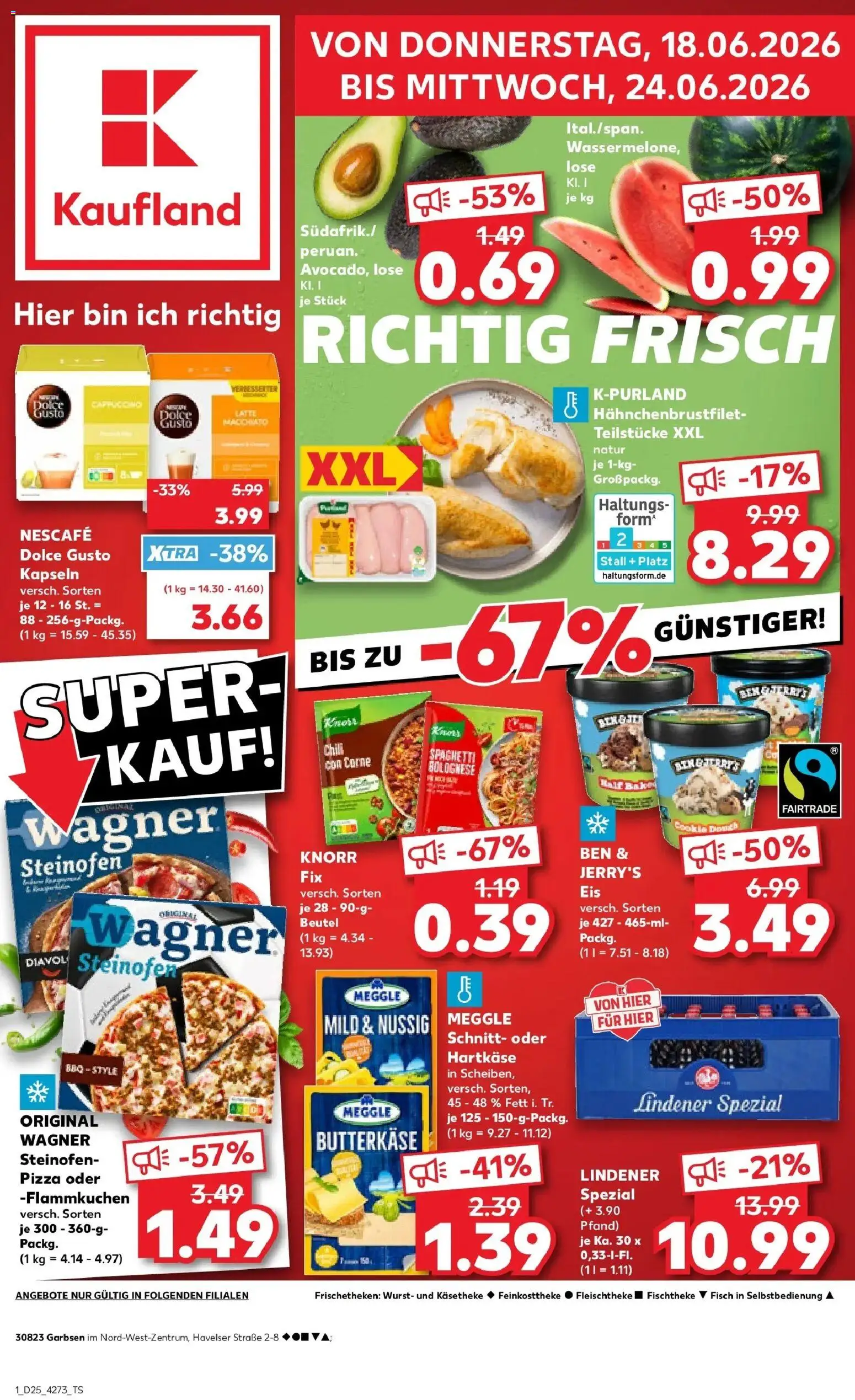 Kaufland Prospekt Garbsen – gültig ab 18.06.2026 | Seite: 1 | Produkte: Nescafe, Fisch, Chili, Pizza