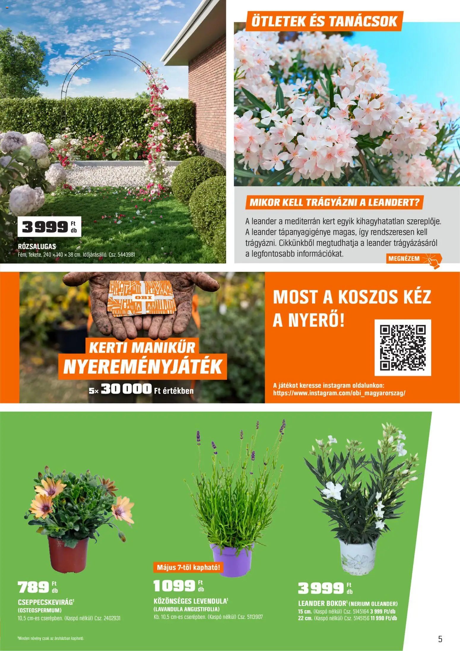 OBI akciós ujság - amely érvényes a következő dátumtól: 28.04.2026 | Oldal: 5 | Termékek: Kaspó