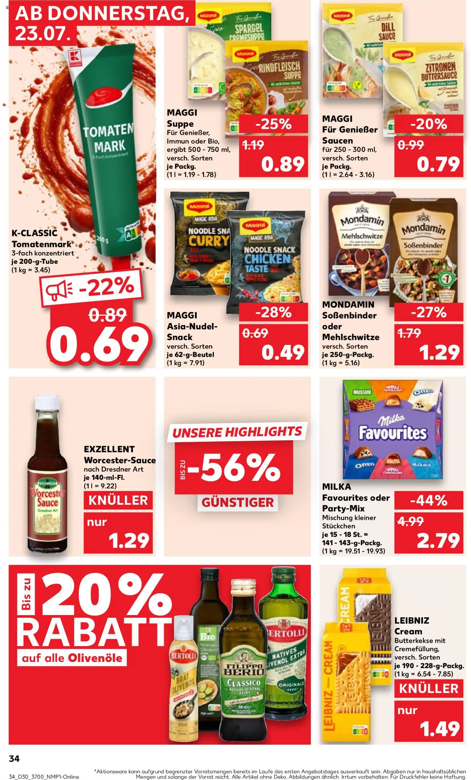 Kaufland Prospekt Rostock – gültig ab 23.07.2026 | Seite: 34 | Produkte: Tomaten, Milka, Butterkekse, Zitronen
