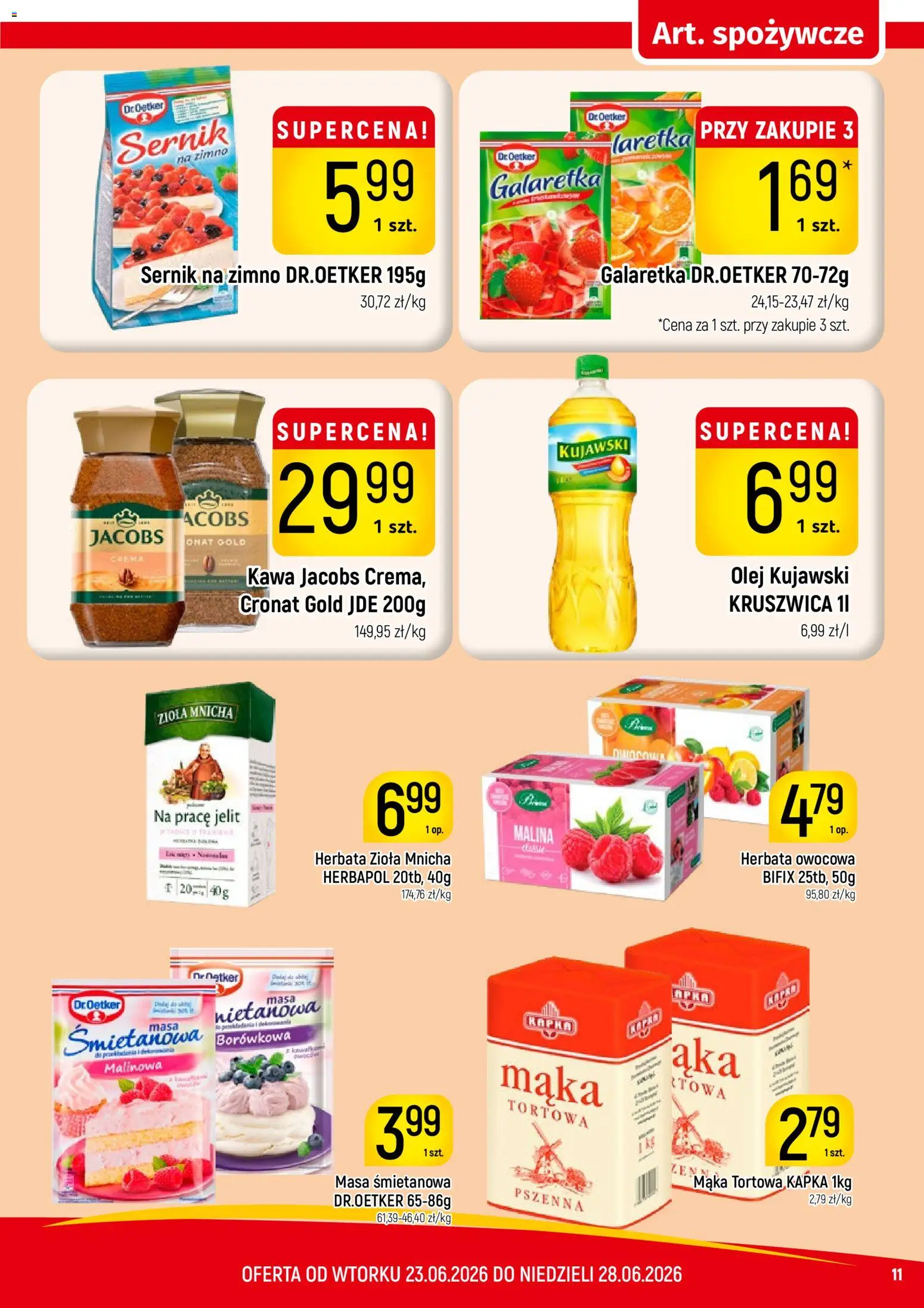 Piotruś Pan gazetka od 23.06.2026 | Strona: 11 | Produkty: Malina, Galaretka, Olej kujawski, Kawa
