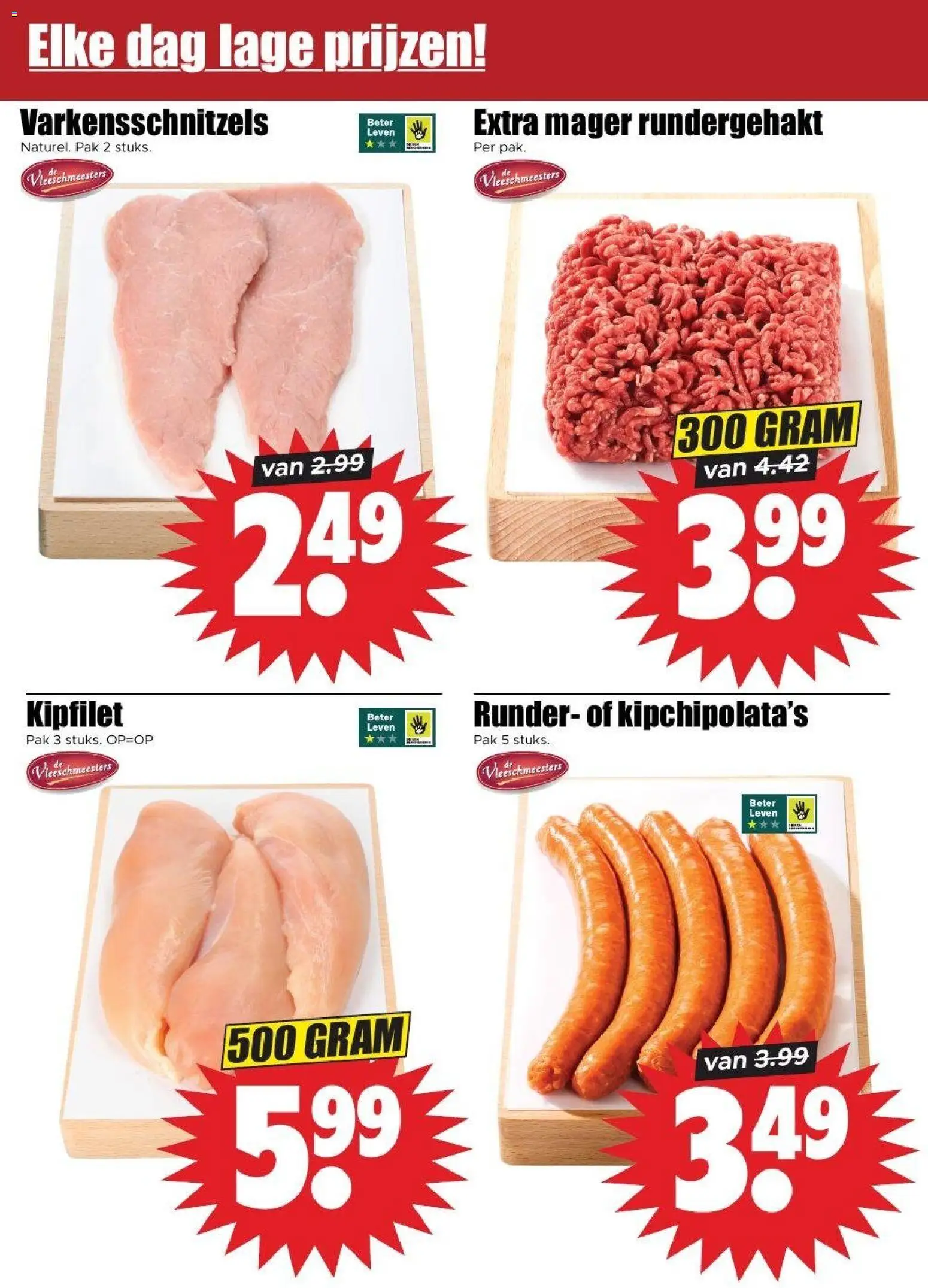 {H1} | Pagina: 4 | Producten: Varkensschnitzels, Rundergehakt