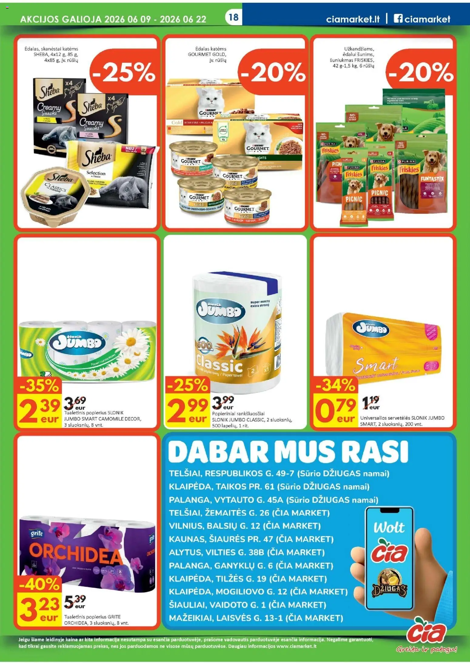 ČIA MARKET akcijos nuo 09.06.2026 | Puslapis: 18 | Prekių: Tualetinis popierius