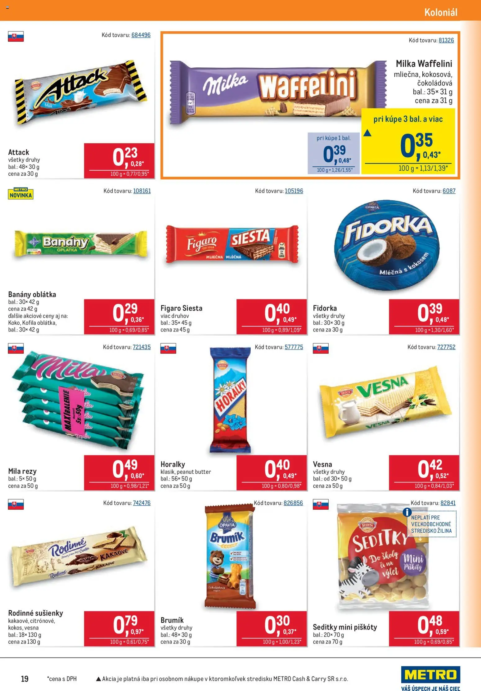 Nové Metro akcie – leták je platný od 17.06.2026 | Strana: 19 | Produkty: Banány, Mila, Milka, Horálky