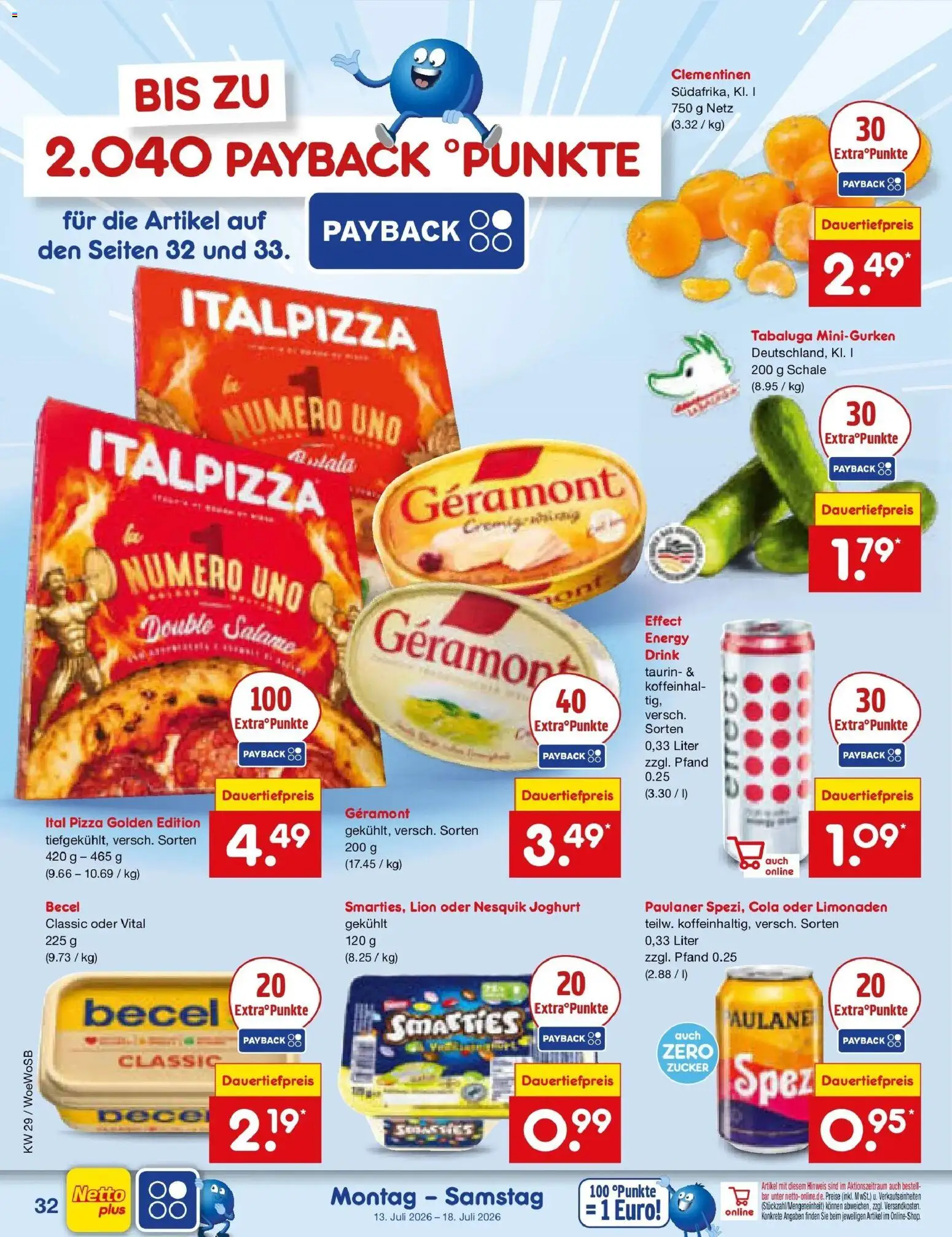 Netto Marken-Discount Prospekt Ludwigshafen-Edigheim – gültig ab 13.07.2026 | Seite: 46 | Produkte: Geramont, Cola, Becel, Pizza