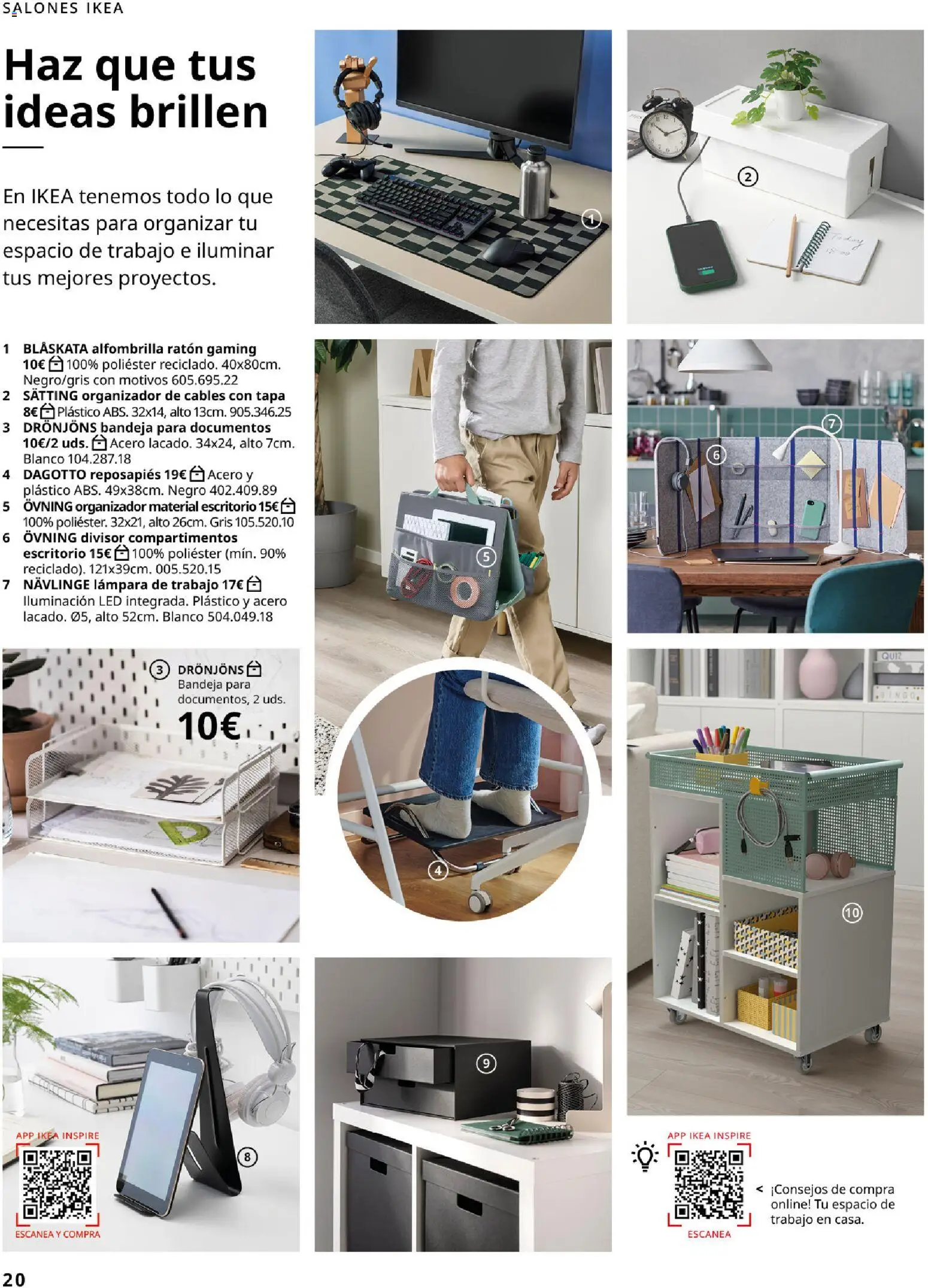 IKEA - Accesorios y decoración │ válido desde el 01/09/2026 | Página: 20 | Productos: Alfombrilla, Ratón gaming, Reposapiés, Lámpara