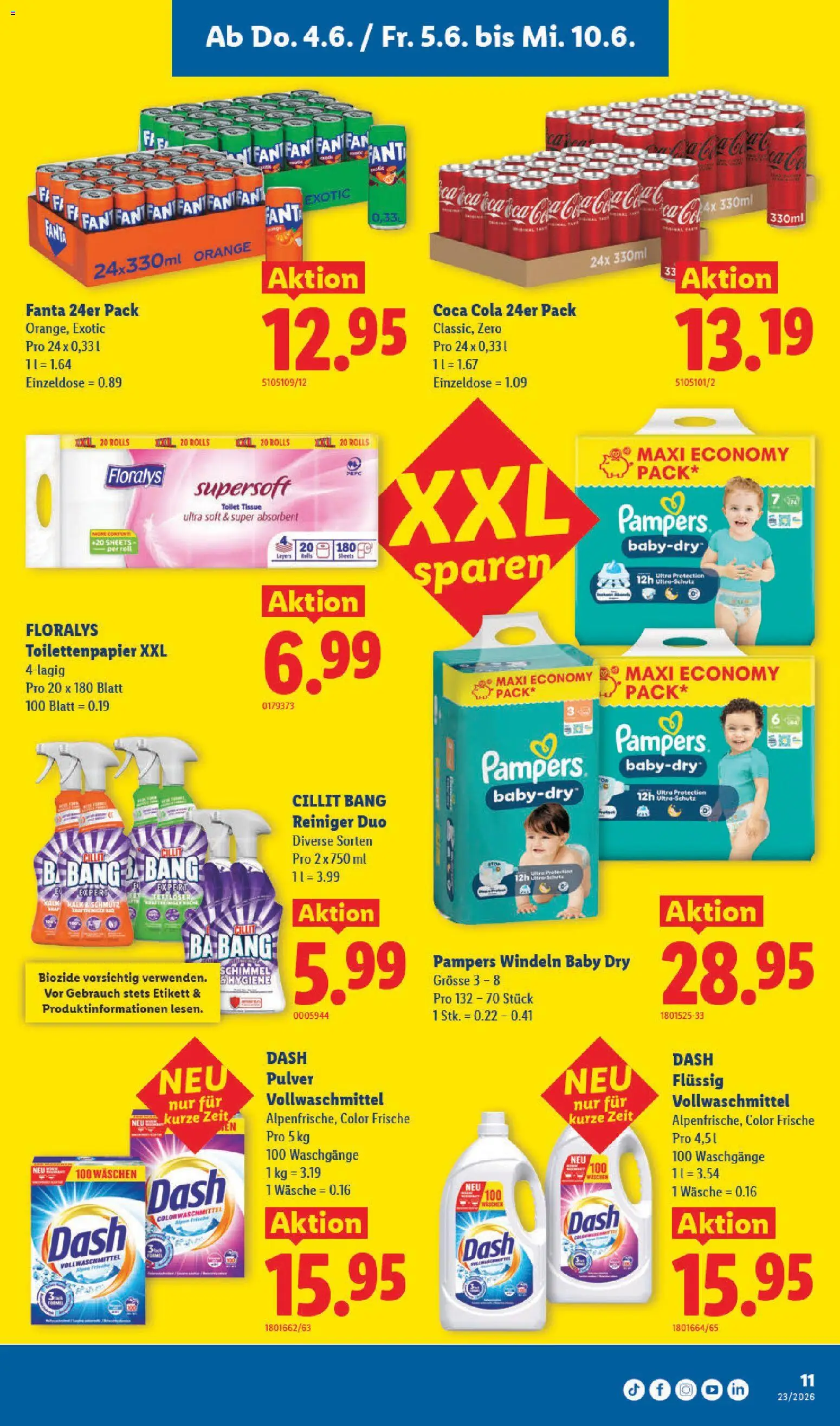 Lidl aktionen – gültig ab 04.06.2026 | Seite: 13 | Produkte: Coca Cola, Fanta, Pulver, Pampers