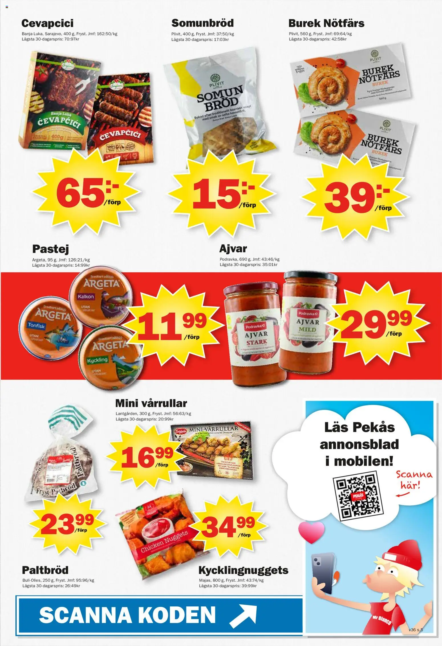 Pekås reklamblad aktuell från 31/08/2026 | Sida: 5 | Produkter: Bröd, Kalkon, Tonfisk, Kyckling