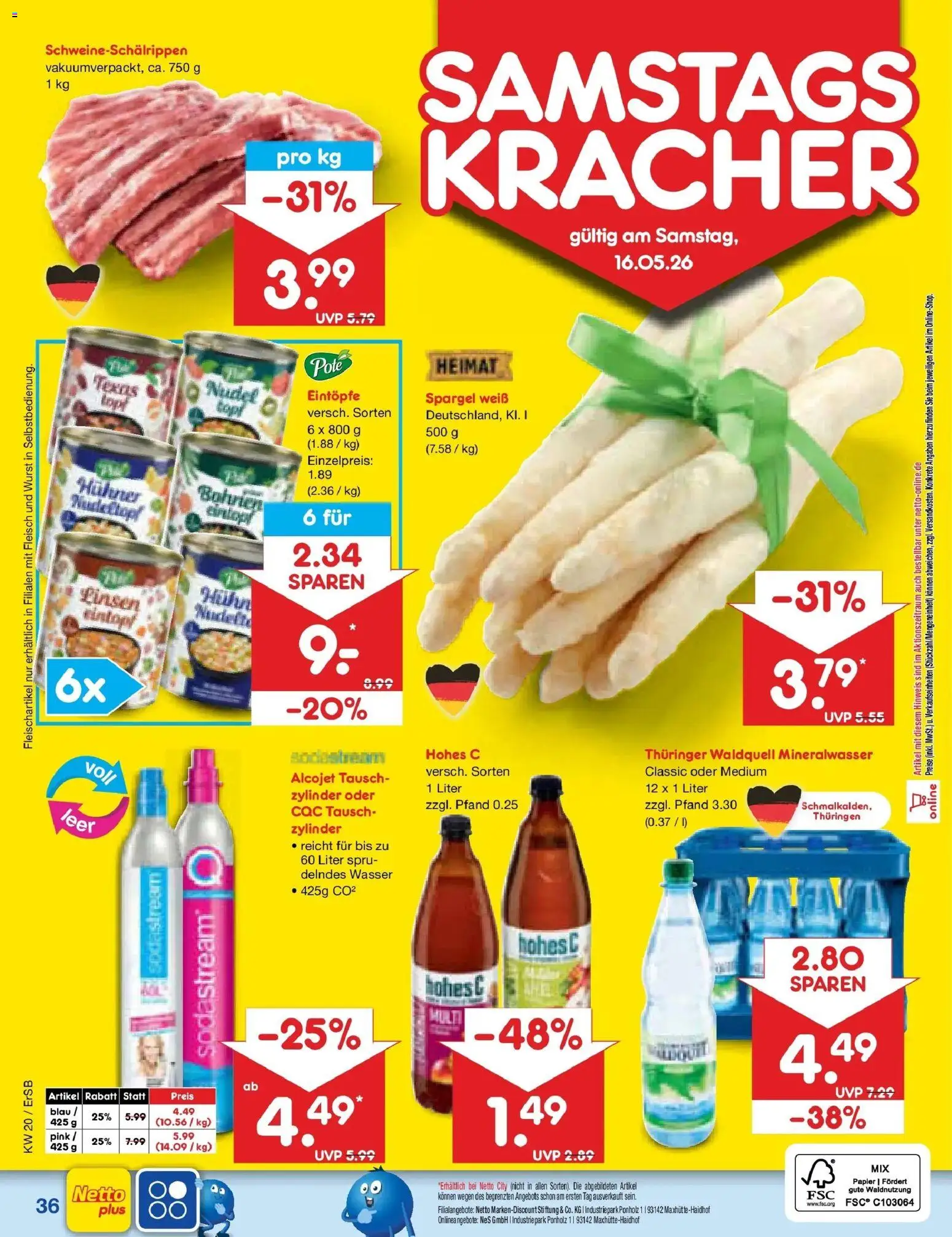 Netto Marken-Discount Prospekt Nordhausen	 – gültig ab 10.05.2026 | Seite: 45 | Produkte: Mineralwasser, Wurst, Hohes c, Sodastream