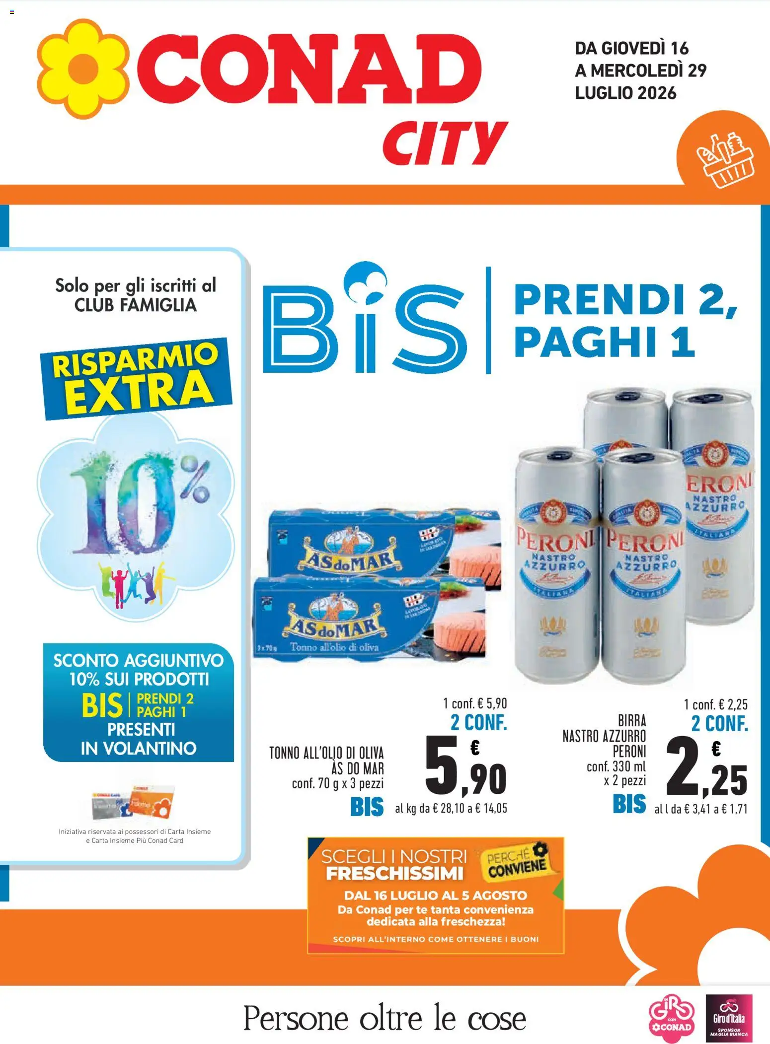 Volantino Conad del 16/07/2026 | Pagina: 1 | Prodotti: Birra, Tè, Tonno