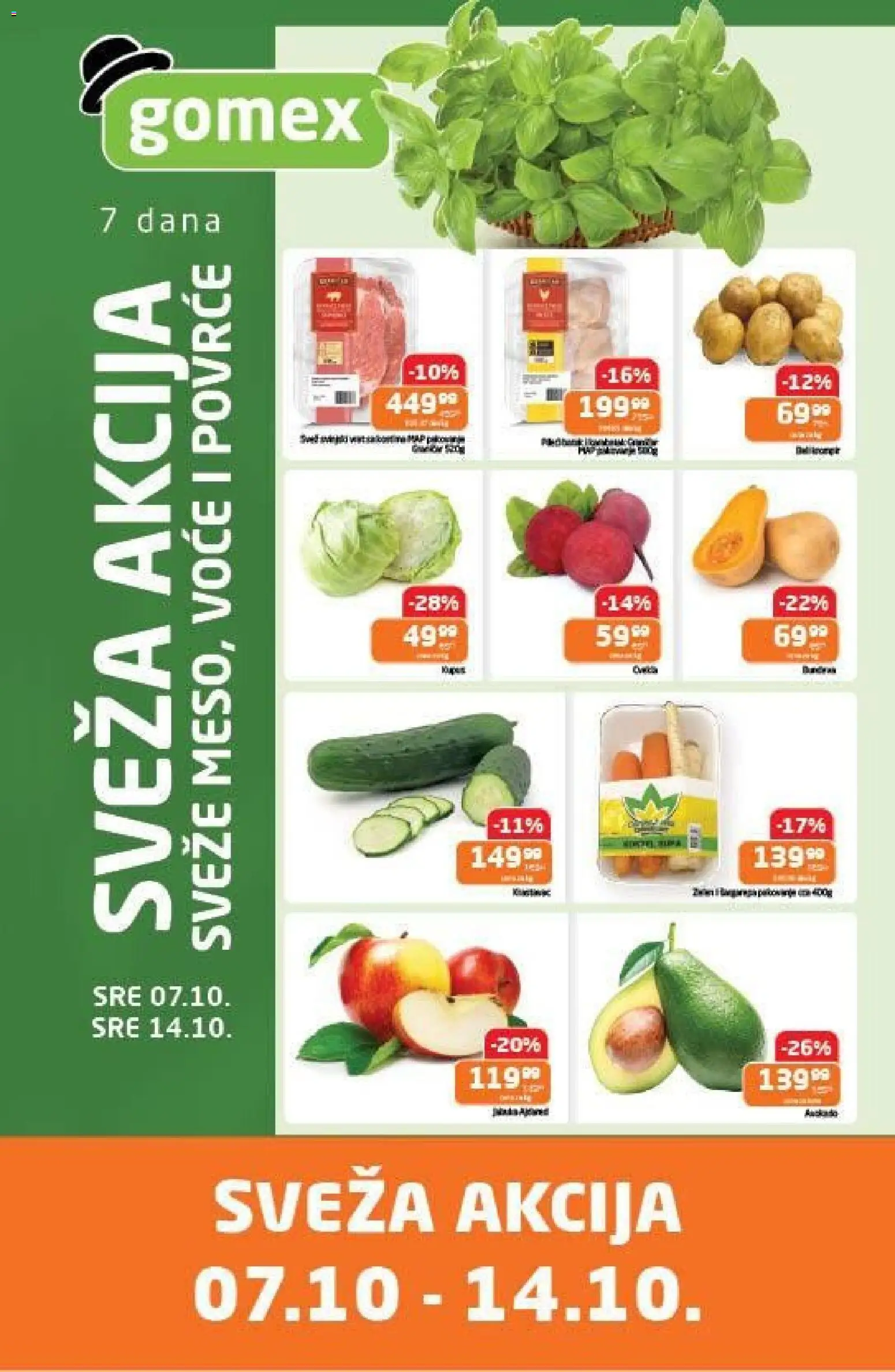 Gomex katalog - važi od 07.10.2026 | Strana: 1 | Proizvode: Voće, Povrće