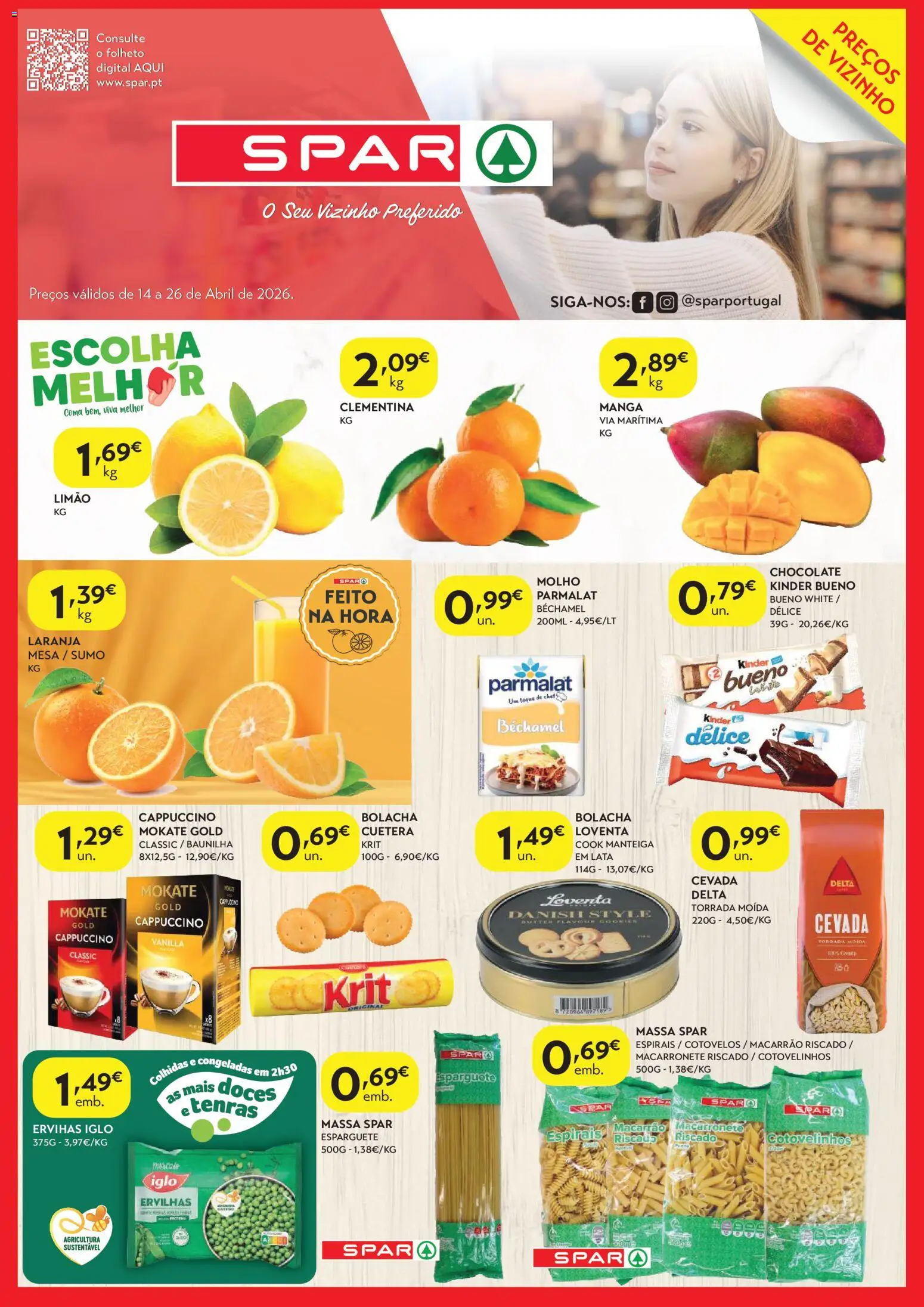 Spar - folheto │ válido de 14.04.2026 | Página: 1 | Produtos: Esparguete, Mesa, Chocolate, Macarrão