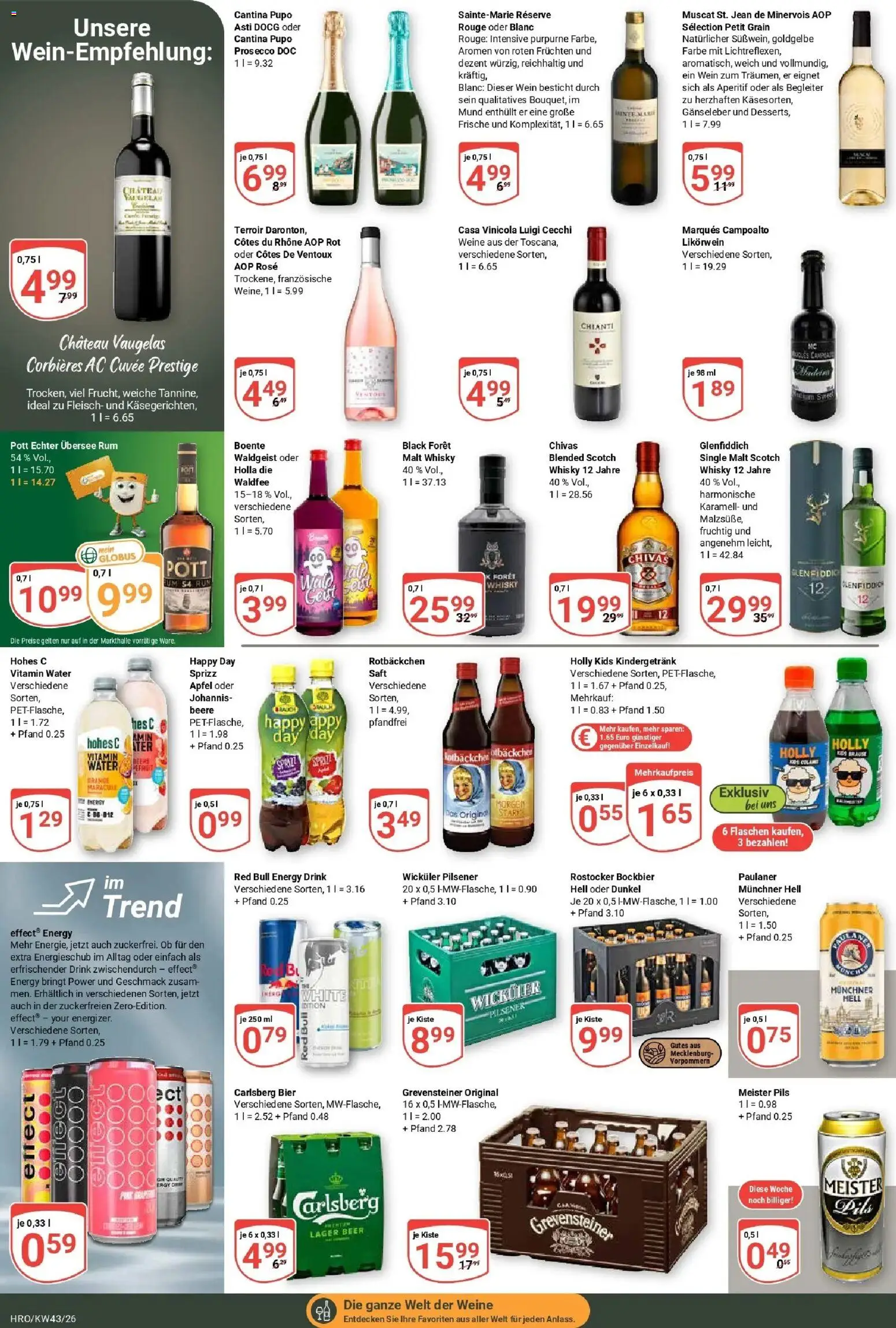 Globus Prospekt Rostock (ab 19.10.2026) » Angebote online | Seite: 15 | Produkte: Whisky, Rum, Fleisch, Paulaner