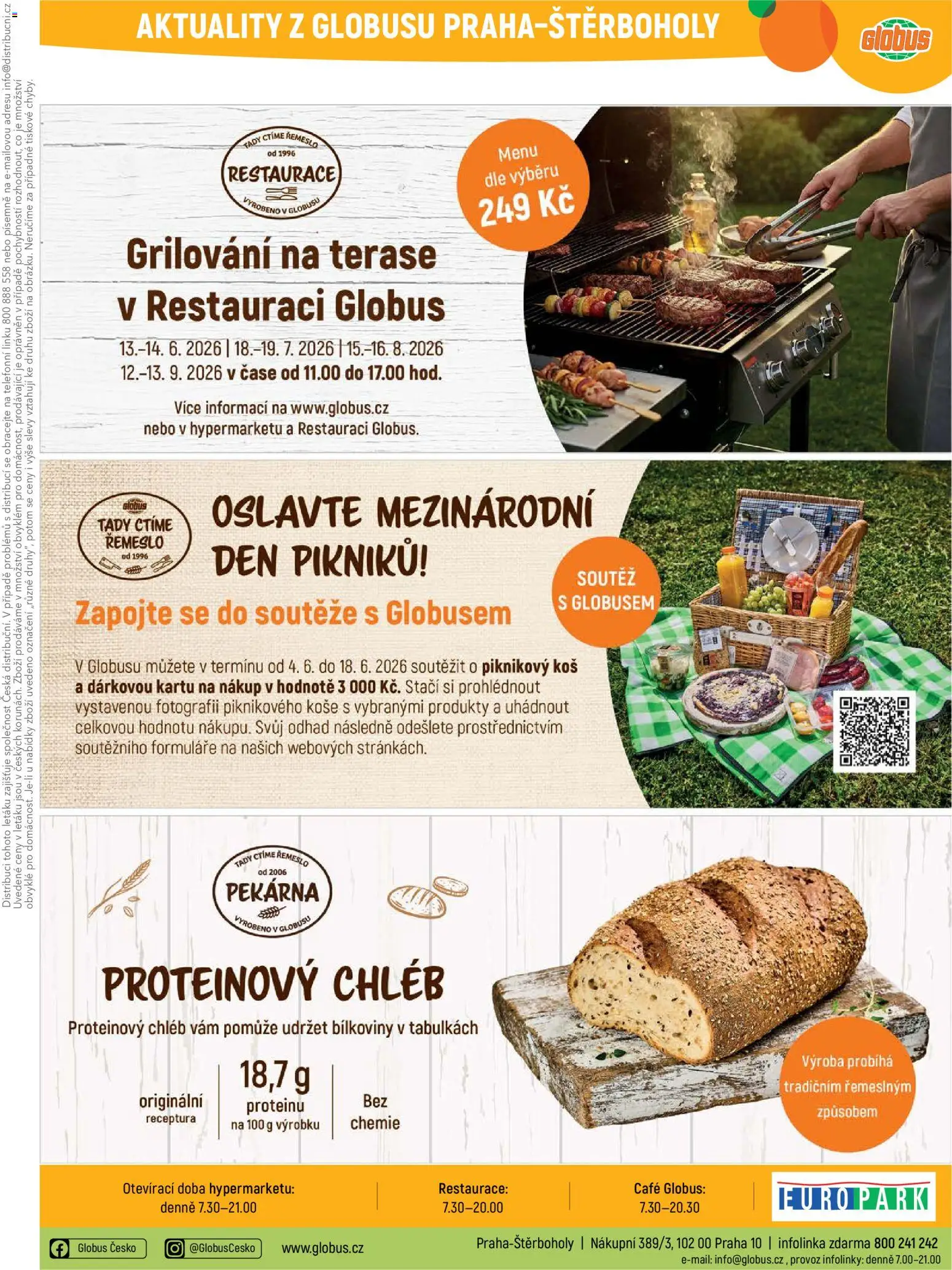 Globus leták - Praha-Štěrboholy od 10.06.2026 | Strana: 42 | Produkty: Chléb, Proteinový chléb, Piknikový koš, Koš