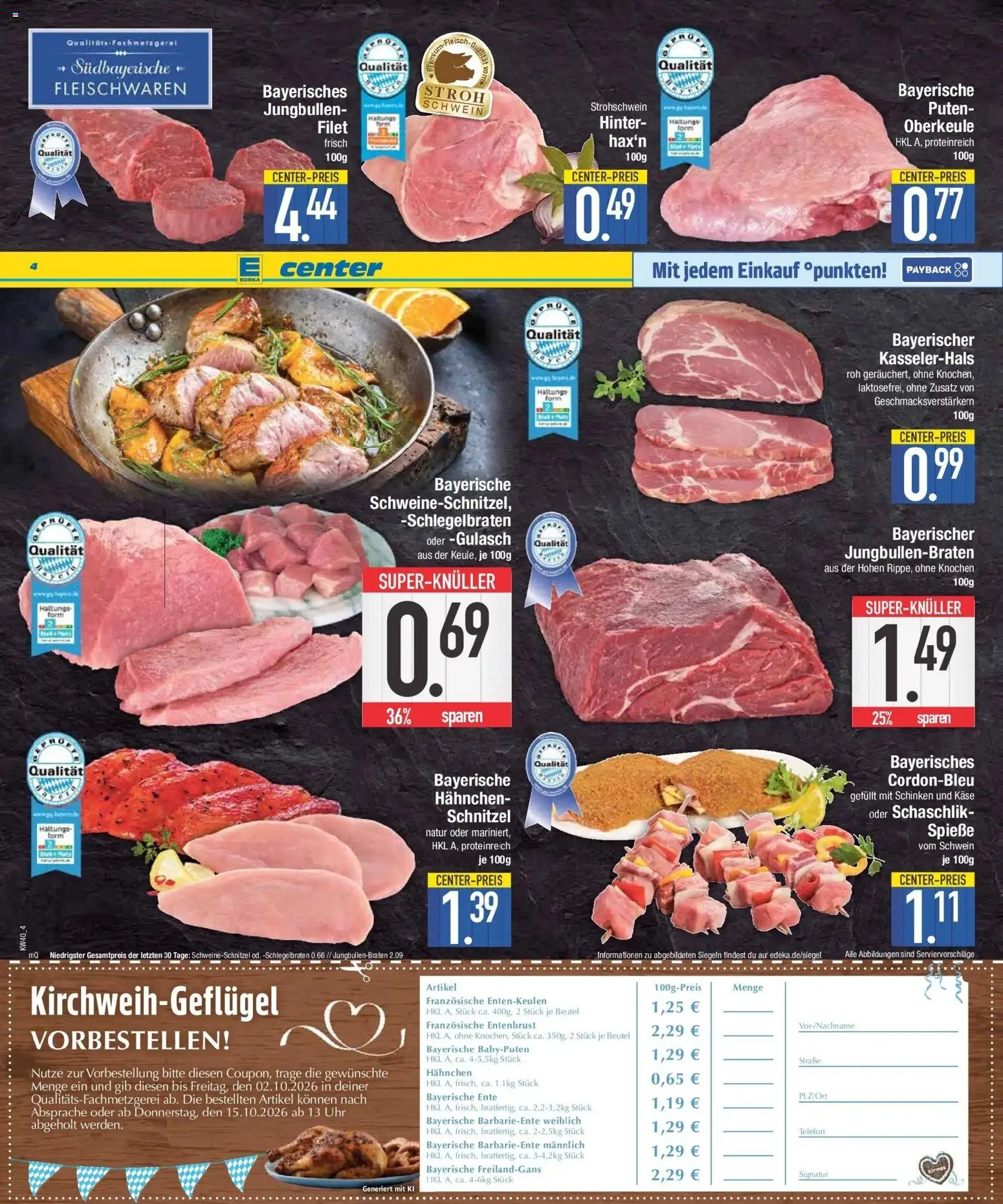 E center Prospekt München (ab 28.09.2026) zum Blättern | Seite: 4 | Produkte: Käse, Schinken, Fleisch, Telefon