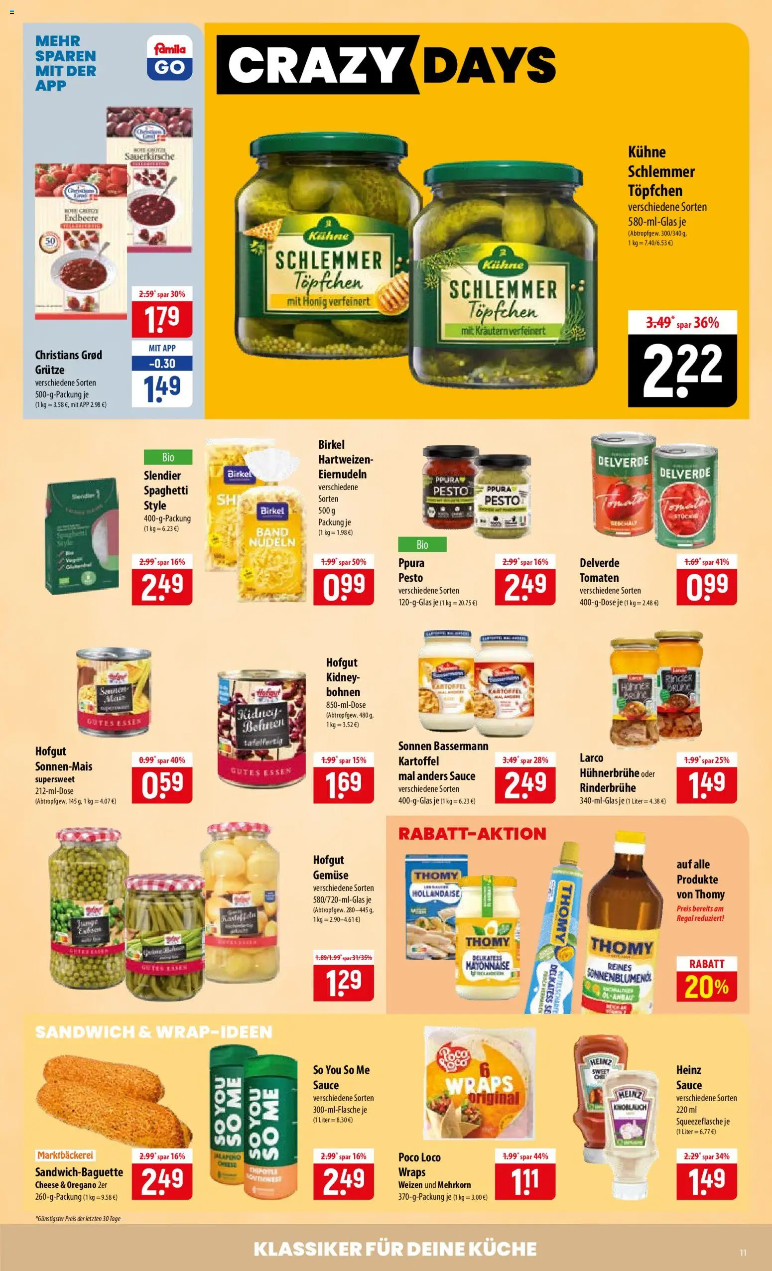 Famila Prospekt – gültig ab 31.08.2026 | Seite: 11 | Produkte: Spaghetti, Hühnerbrühe, Küche, Nudeln