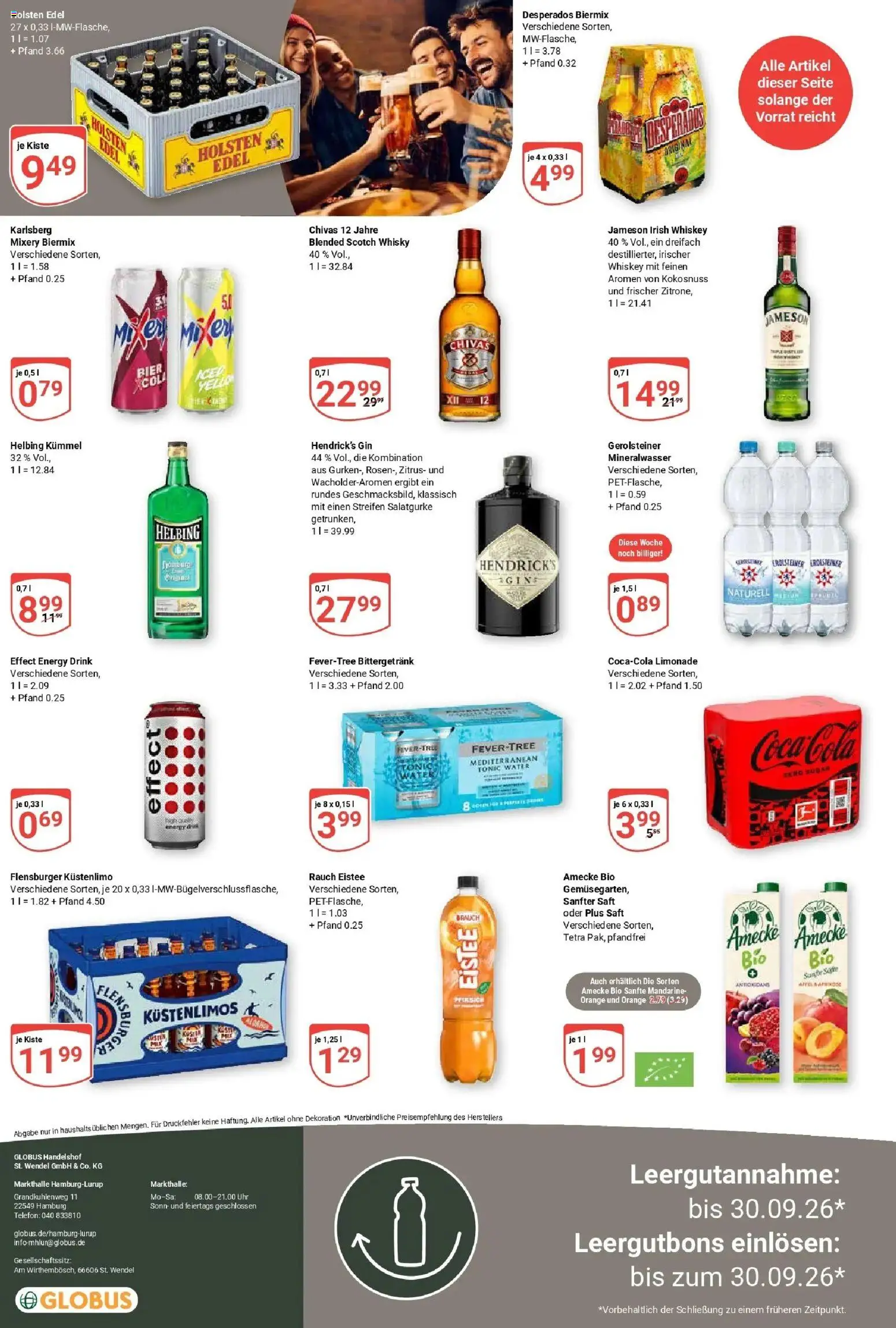 Globus Aktueller Prospekt (ab 07.09.2026) » Angebote online | Seite: 12 | Produkte: Coca cola, Mineralwasser, Pfirsich, Desperados