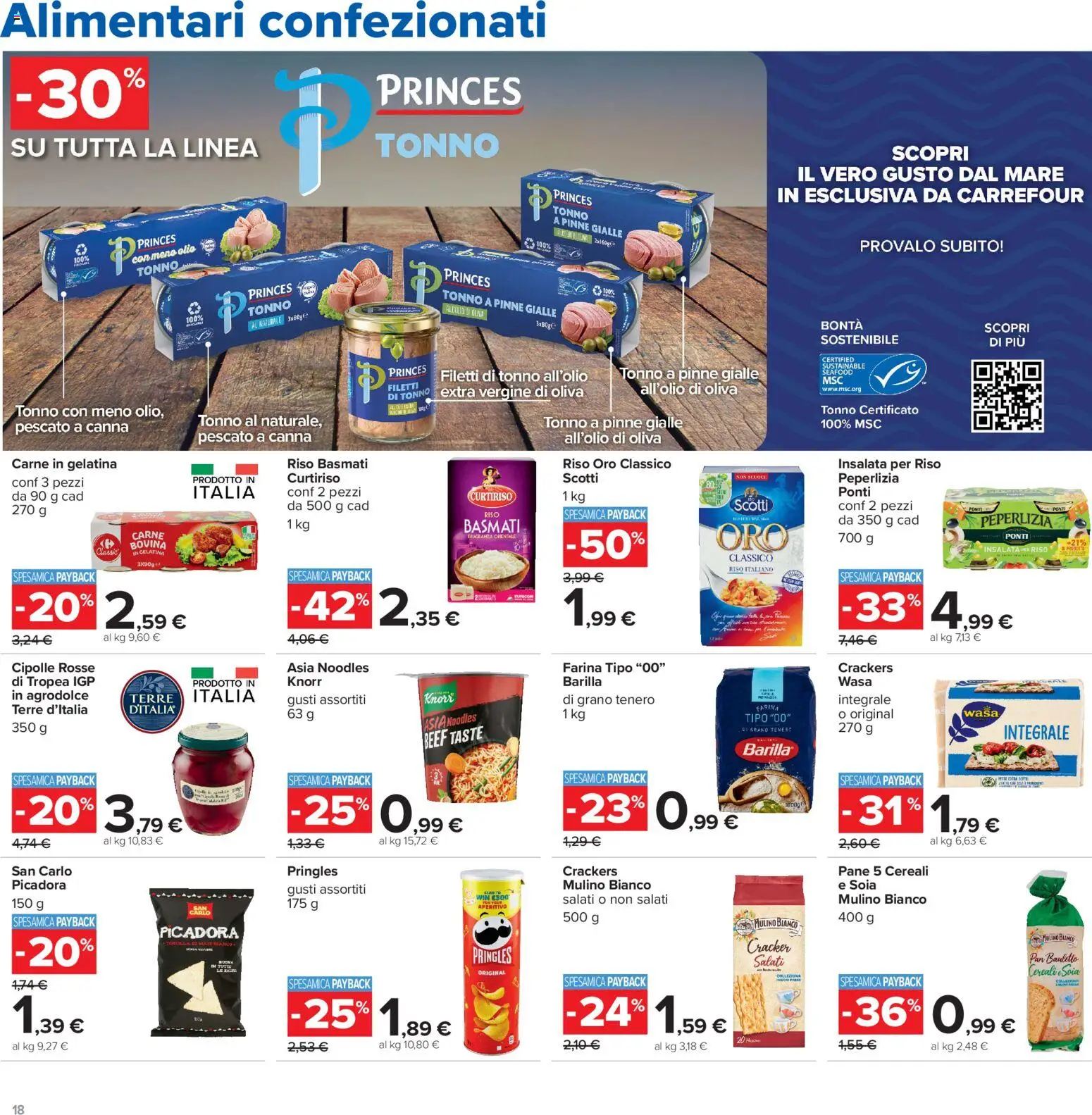 Volantino Carrefour del 13/07/2026 | Pagina: 18 | Prodotti: Riso Basmati, Insalata, Crackers, Tonno